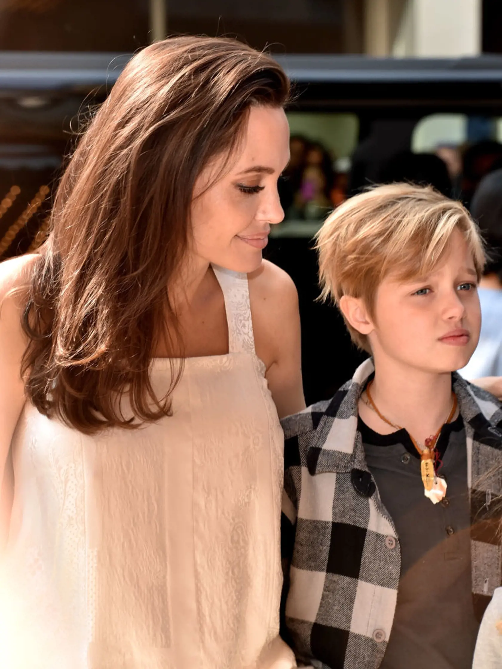 TORONTO, ON - SEPTEMBER 10:  Angelina Jolie (L) and Shiloh Jolie-Pitt attend "The Breadwinner" premiere during the 2017 Toronto International Film Festival at Winter Garden Theatre on September 10, 2017 in Toronto, Canada.  (Photo by Alberto E. Rodriguez/Getty Images)