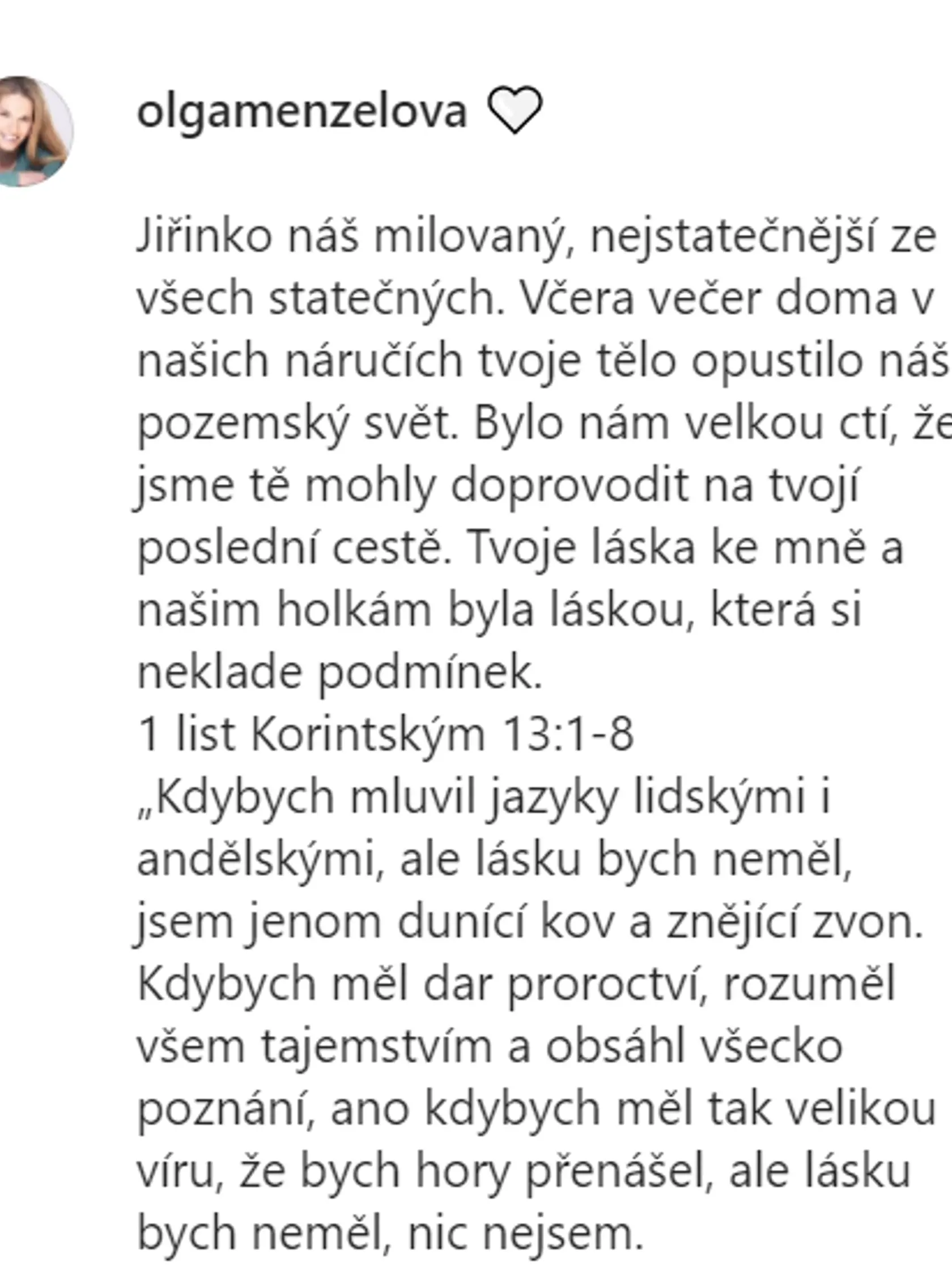 Dojemný text, ktorý uverejnila k záberom.