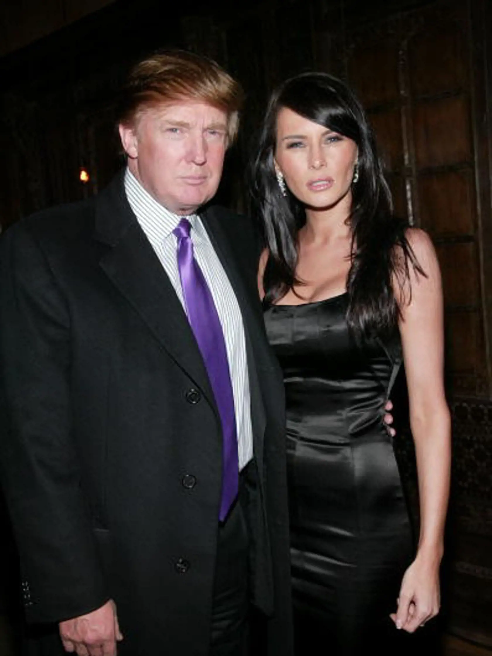 NEW YORK - FEBRUARY 11:  (U.S. TABS OUT) Donald Trump and his girlfriend Melania Knauss attend the launch party for the new photo book, "Backstage Sexy" at Spice Market February 11, 2003 in New York City. (Photo by Evan Agostini/Getty Images)