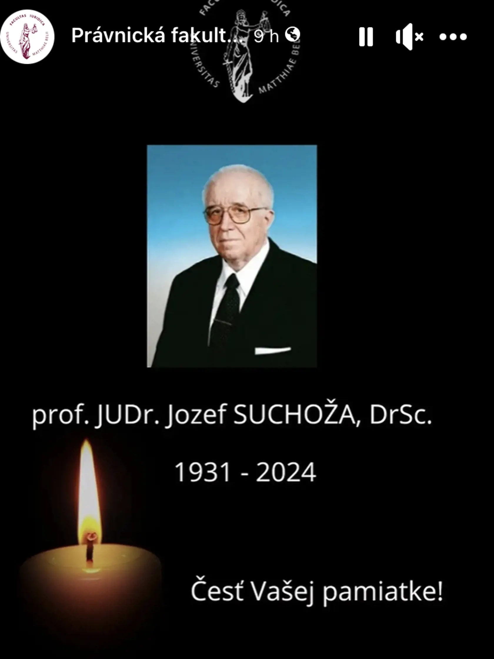 V pondelok (19. februára) zomrel prof. JUDr. Jozef Suchoža, DrSc., ktorý pôsobil dlhé roky na Univerzite Mateja Bela v Banskej Bystrici.