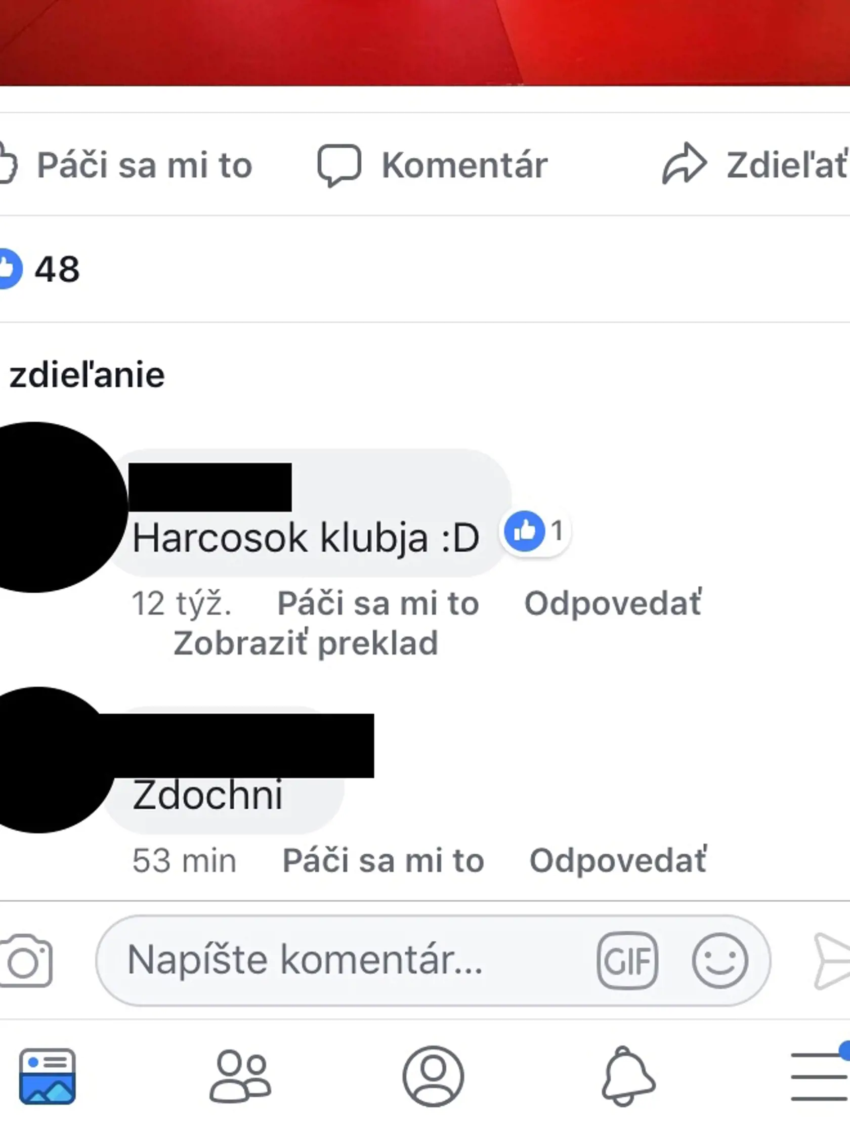 Tvrdý odkaz: Pod jednu z fotiek, na ktorých je aj Tomáš Sz. ho napísal niekto pred necelou hodinou.