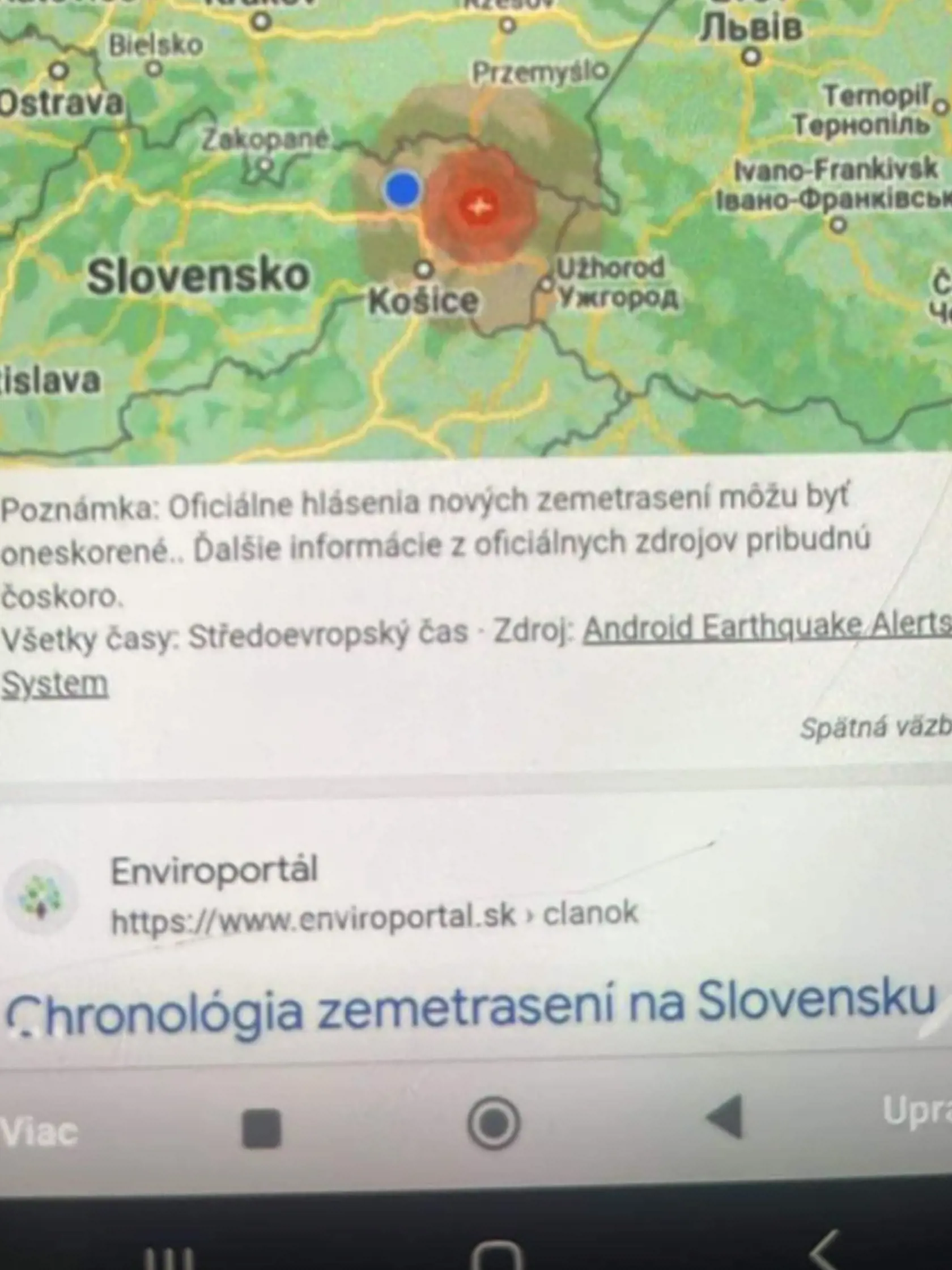 Informácie o sile zemetrasenia sa ihneď objavila na webe.