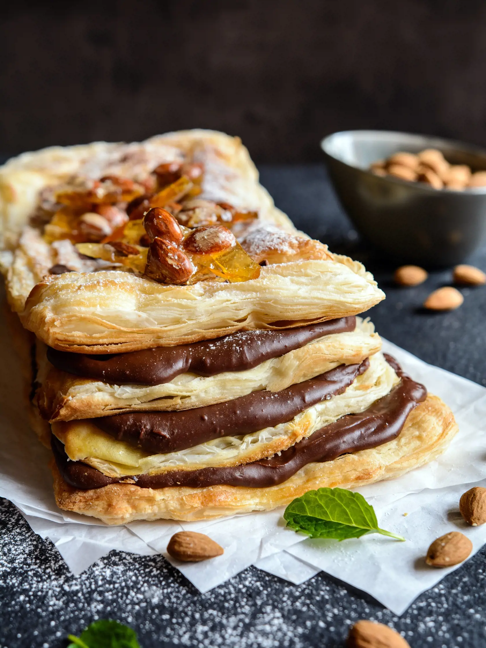 Čokoládové mille- feuiles s brandy