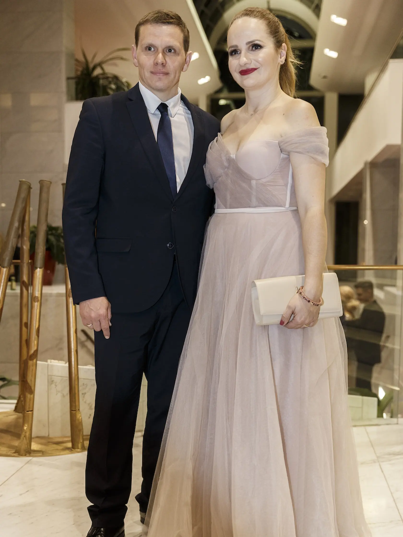 Na snímke počas párty po skončení priameho prenosu z galavečera OTO 2019. Na snímke Michal Kubovčík a Zuzana Kubovčíková.