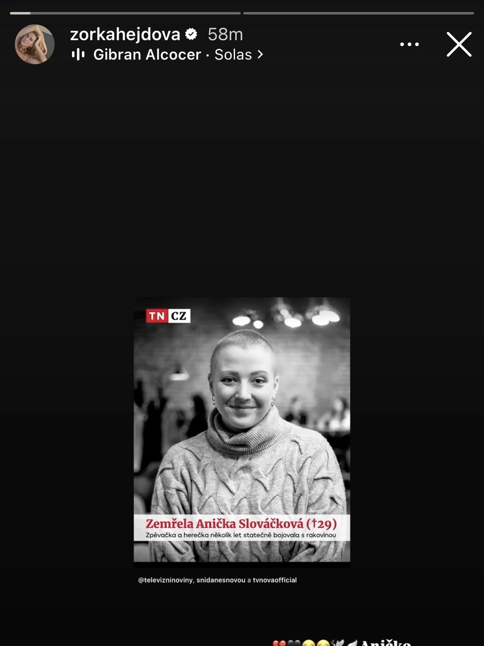 Smrť Aničky Slováčkovej (†29) zarmútila aj známe tváre. Odkaz do neba jej posiela aj Zorka Hejdová.