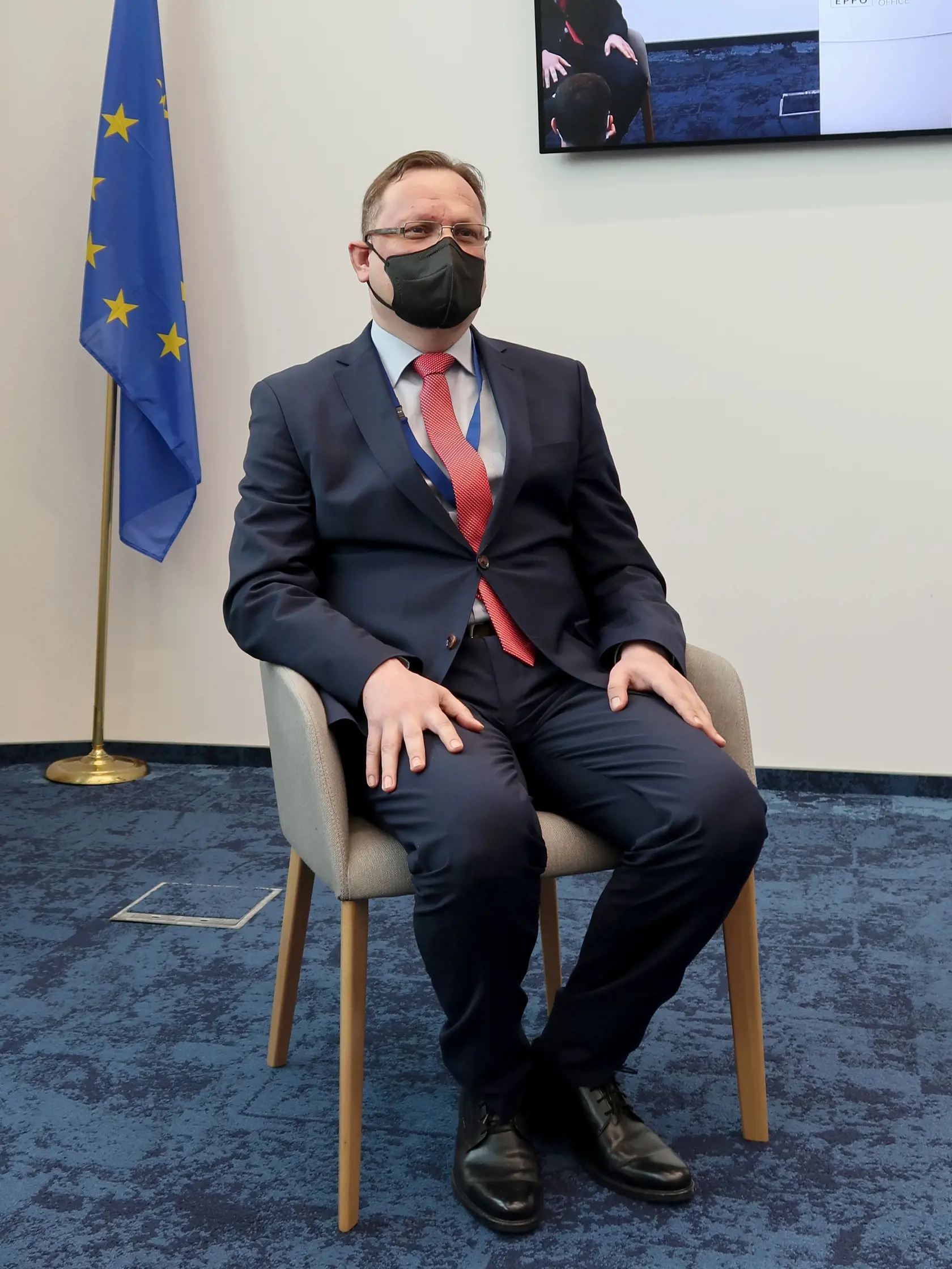 Na snímke prokurátor Úradu európskej prokuratúry (EPPO) za Slovensko Juraj Novocký počas rozhovoru pre slovenské médiá. Luxemburg, 7. júna 2021.