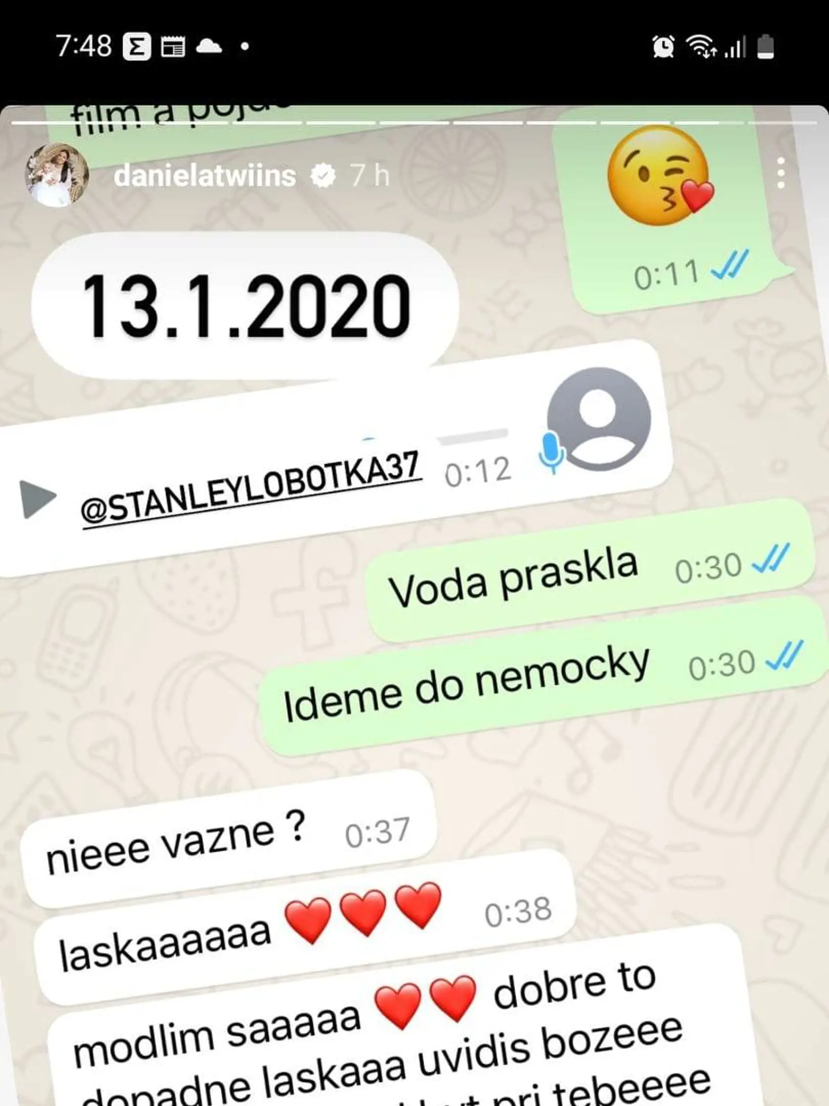 Daniela zverejnila zamilované správy s Lobotkom napriek tomu, že už netvoria pár.
