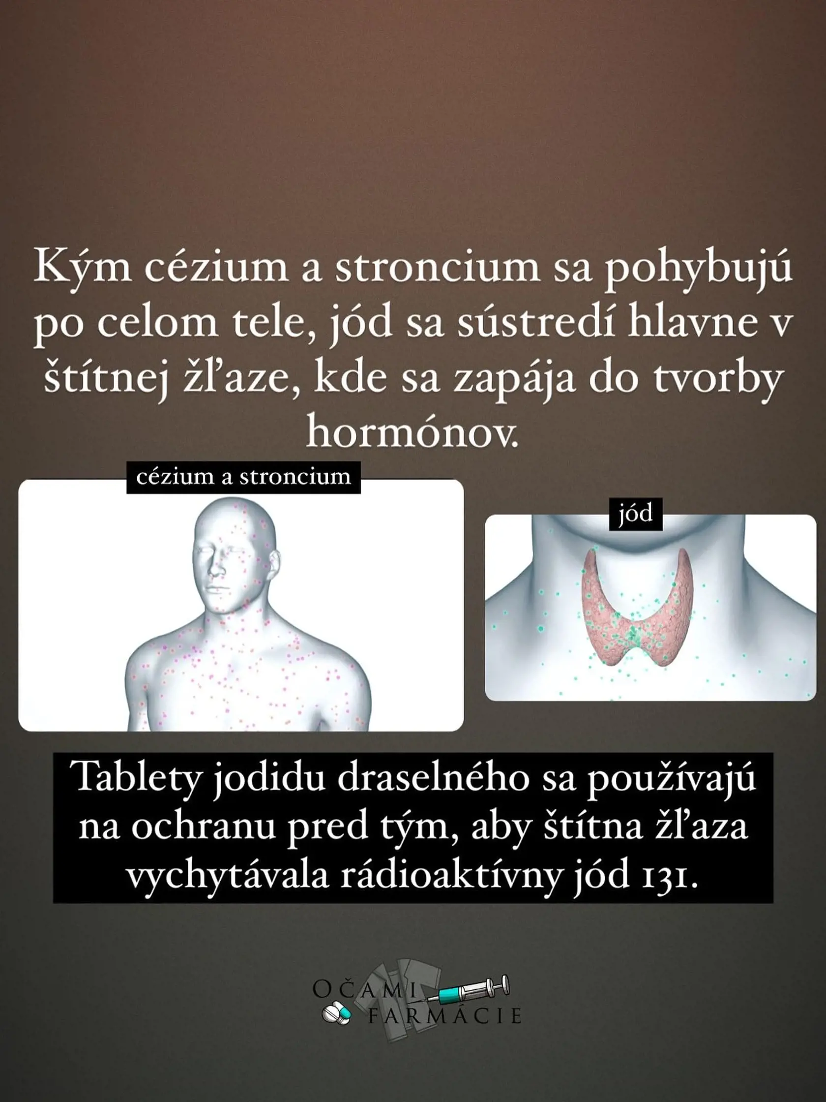 Profil Očami farmácie na sociálnej sieti vysvetlil, ako fungujú jódové tabletky.