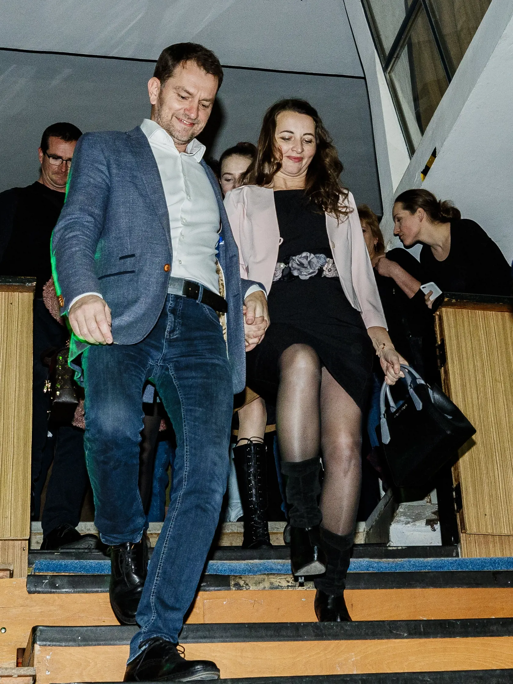 Igor Matovič s manželkou Pavlínou v centrále politickej strany OĽANO počas noci volieb do Národnej rady Slovenskej republiky, 29.2.2020