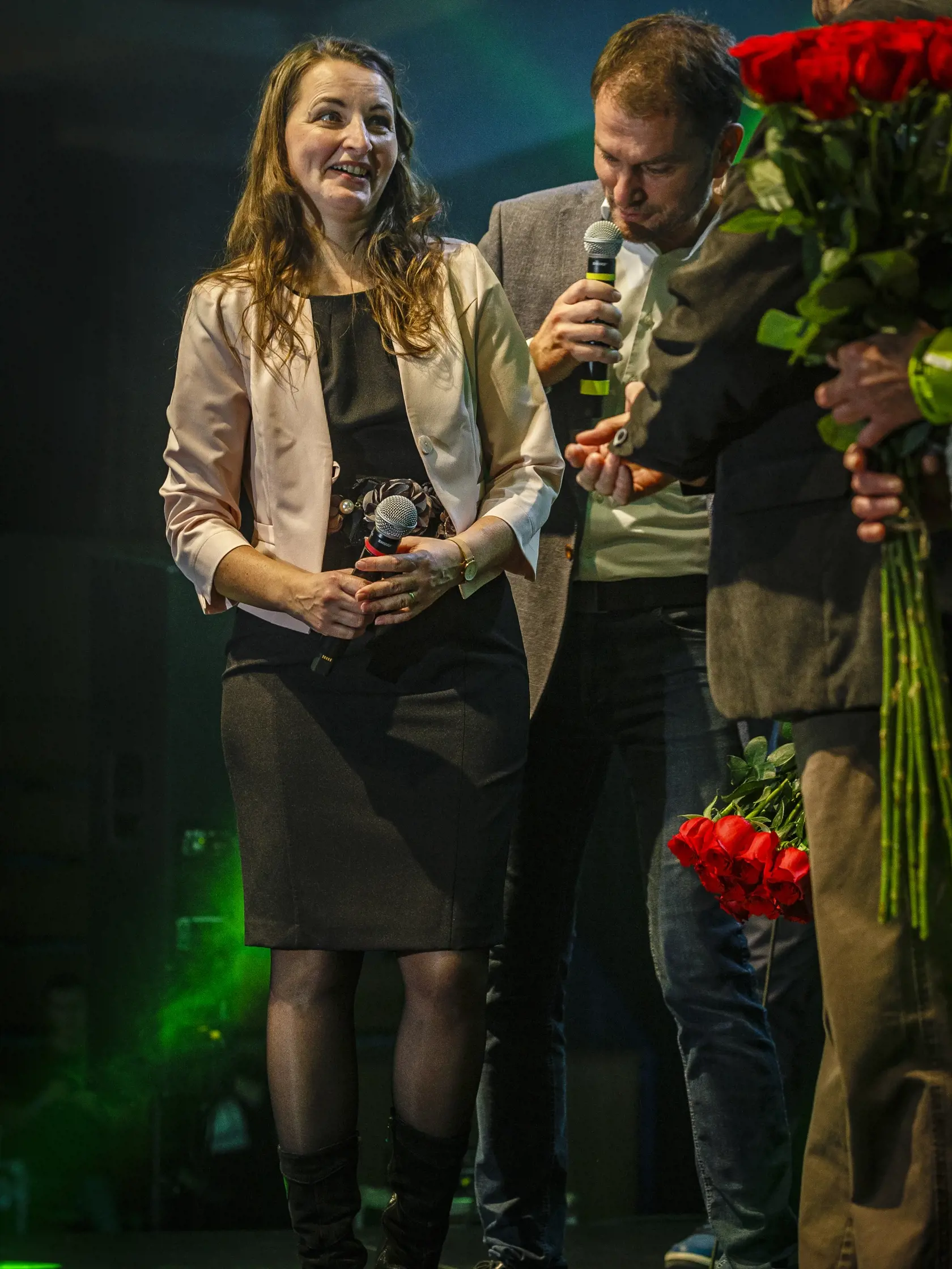 Igor Matovič s manželkou Pavlínou v centrále politickej strany OĽANO počas noci volieb do Národnej rady Slovenskej republiky, 29.2.2020