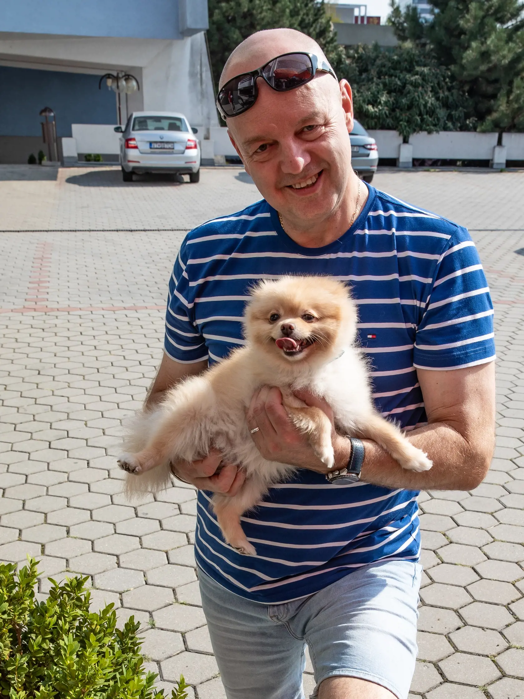 Exminister Pavol Rusko počas exkluzívneho rozhovoru pre Plus JEDEN DEŇ so svojim psíkom Larou.