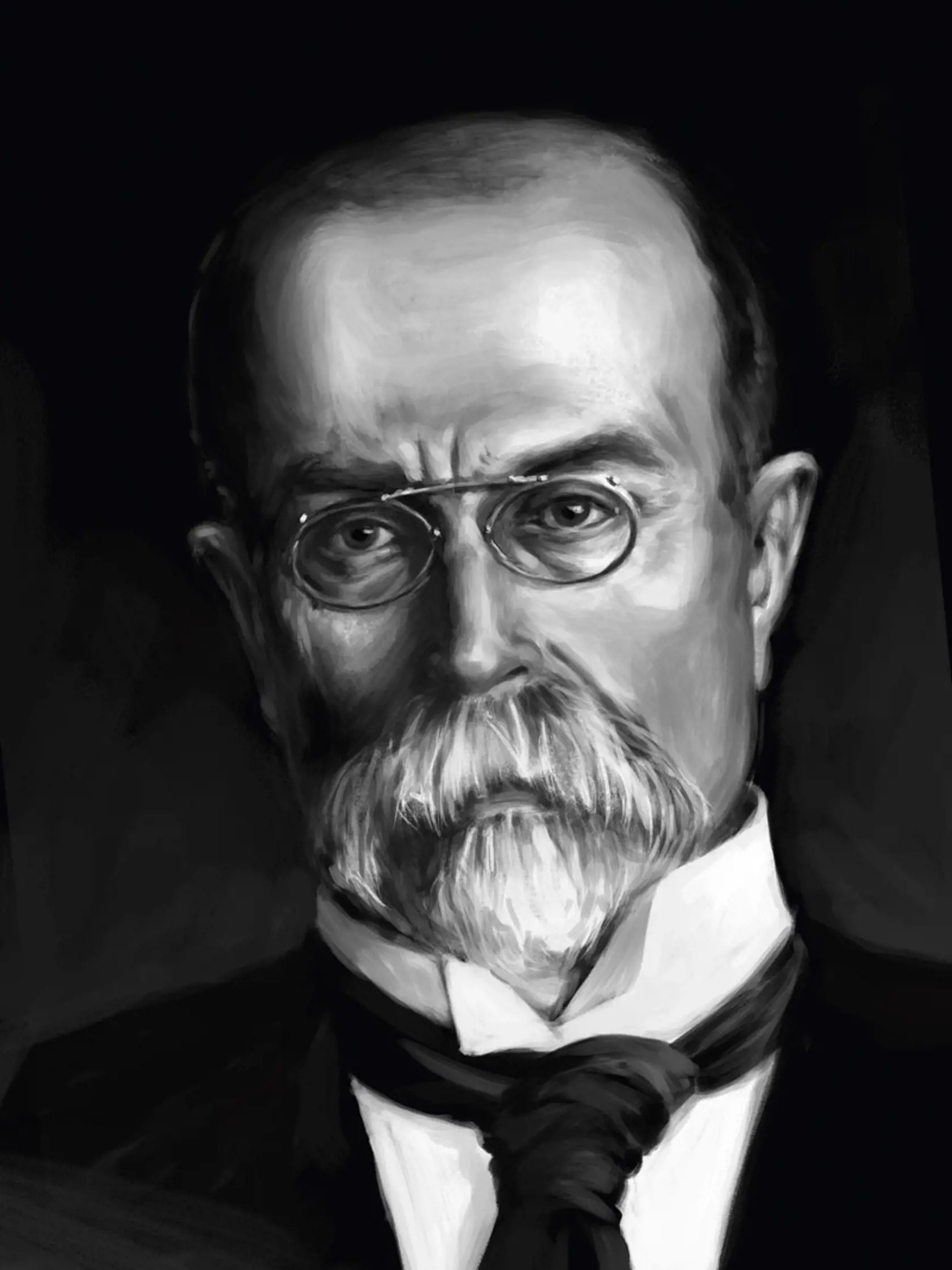 Československý štátnik, filozof, sociológ a pedagóg, Tomáš Garrigue Masaryk na dobovej kresbe.  Bol prvým  prezidentom Československej republiky. Medzi ľudom sa tešil veľkej obľube. V prezidentskom úrade bol 17 rokov a 30 dní.