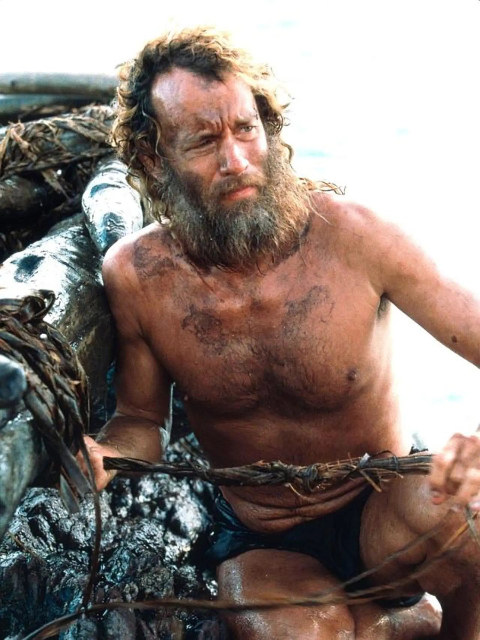 Tom Hanks vo filme Stroskotanec z roku 2000.