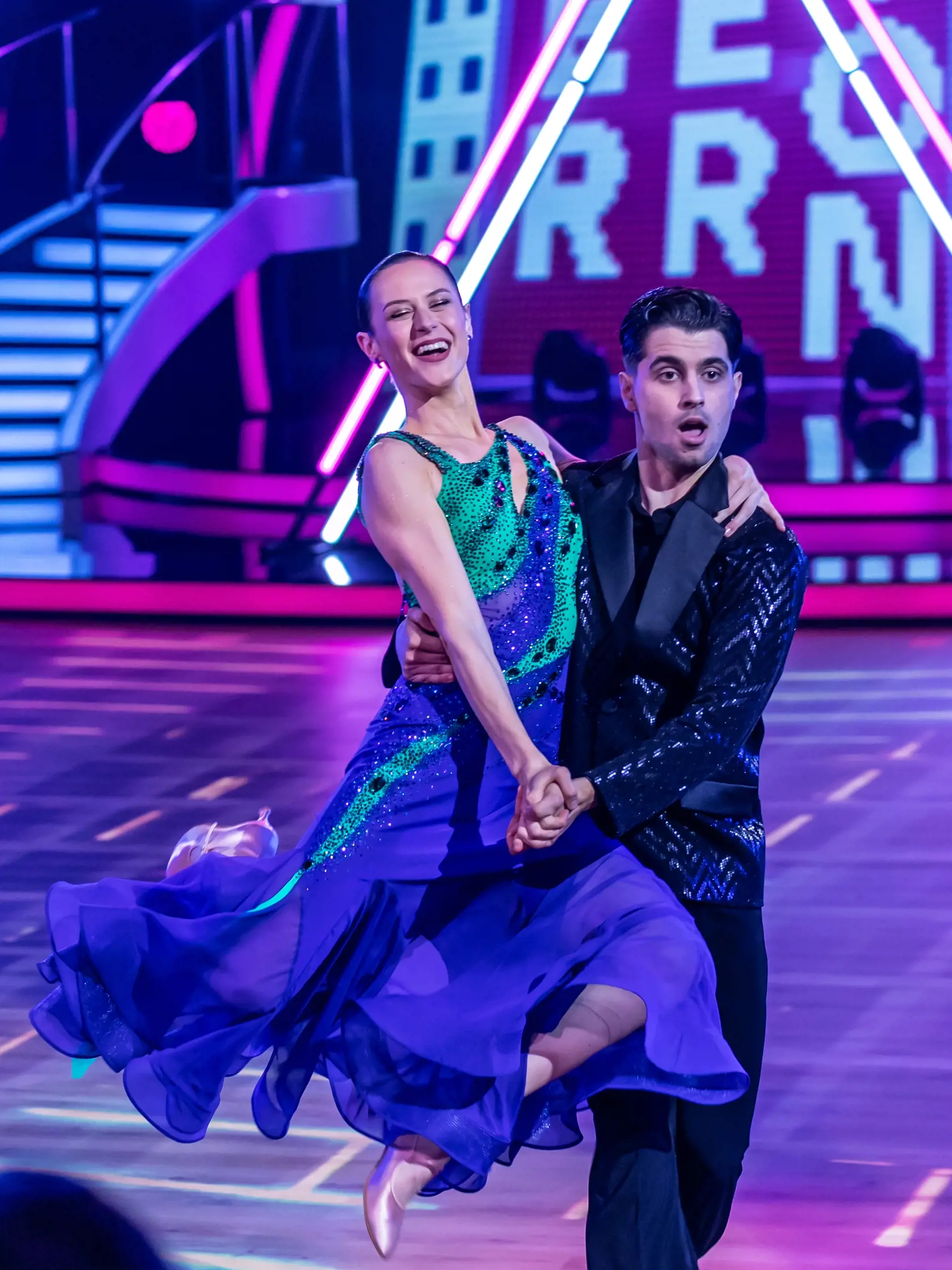 Prvé kolo Lets Dance 2024. Na snímke Anna Jakab Rakovská a Jaroslav Ihring. 