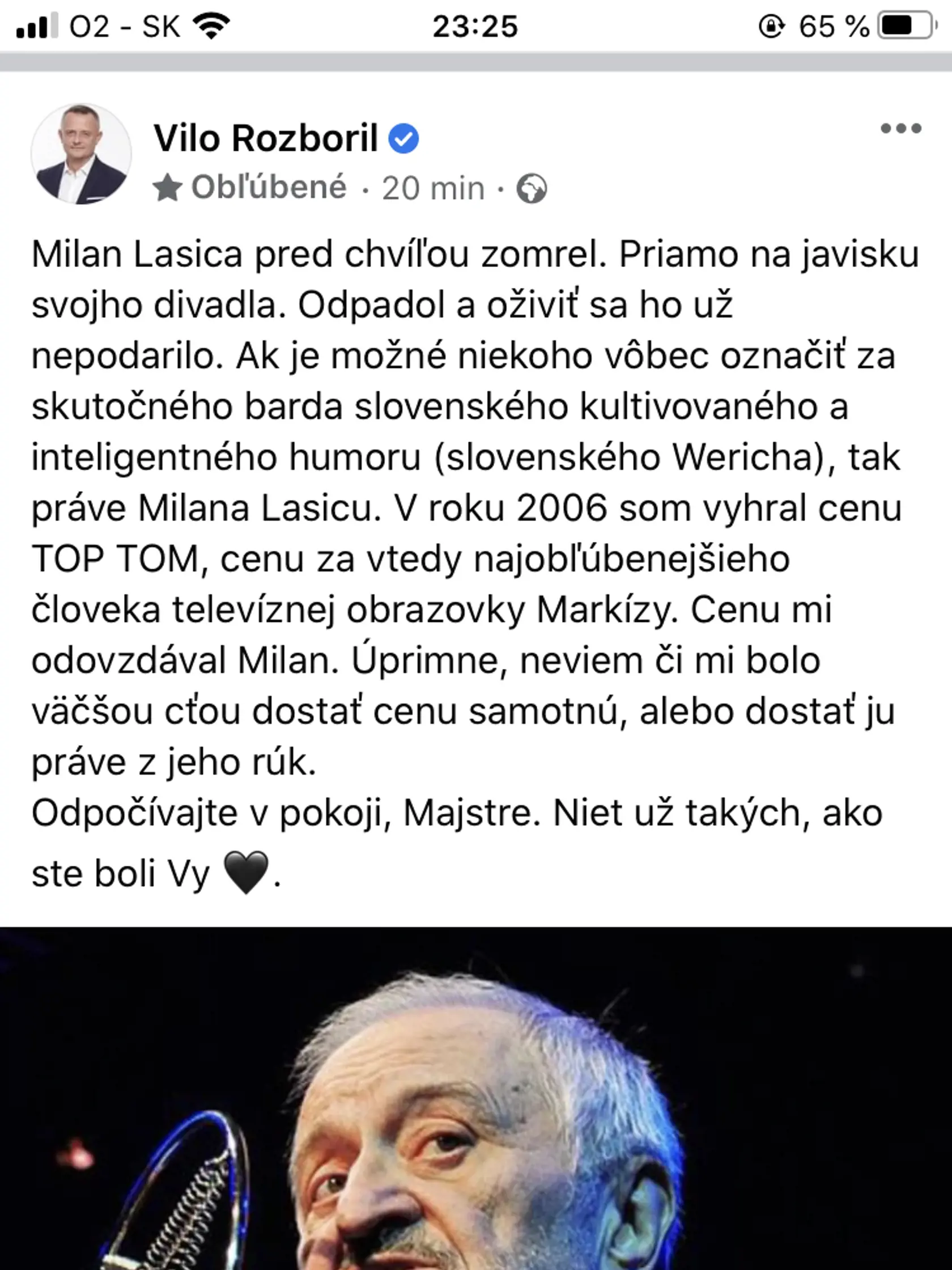 Vilo Rozboril spomína na Milana Lasicu.