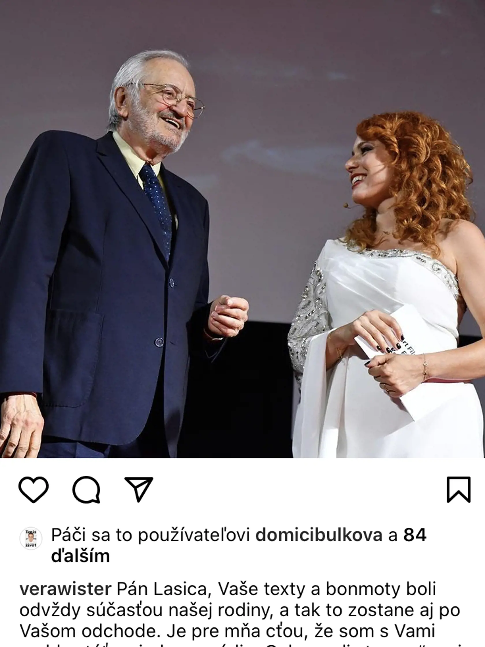 Vera Wisterová o Milanovi Lasicovi.