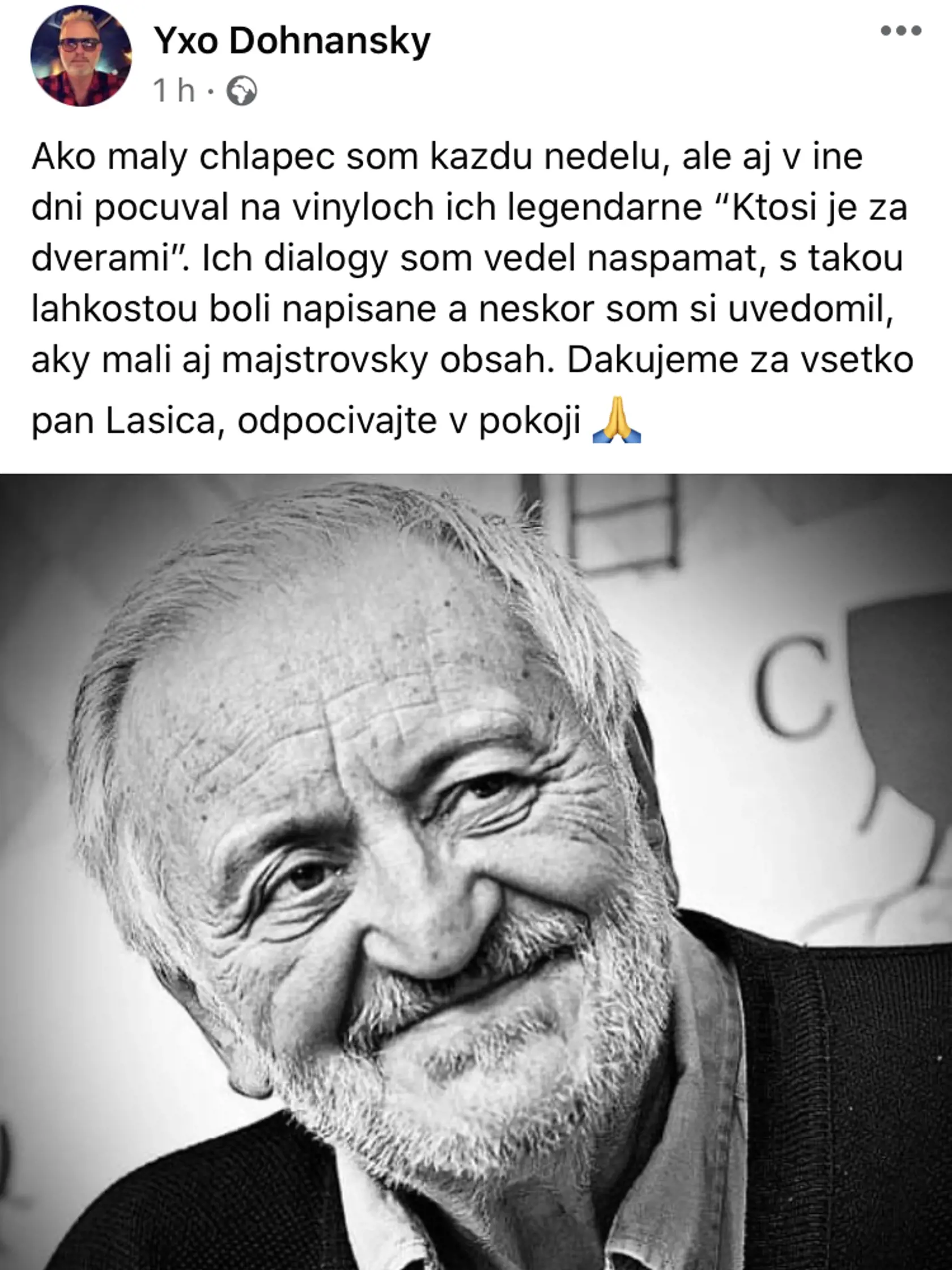 Za Milanom Lasicom smúti aj Martin Nikodým.