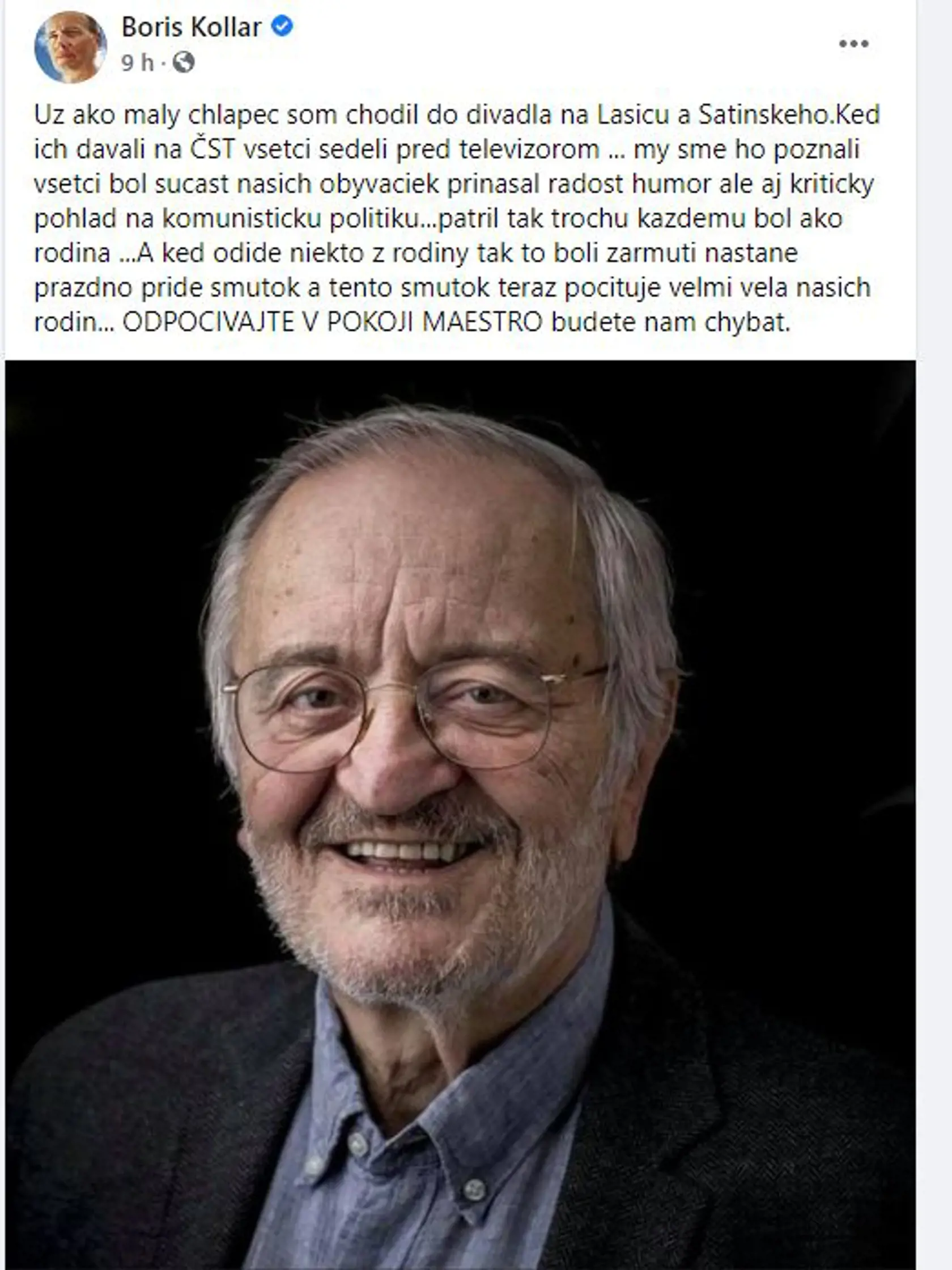 Boris Kollár k náhlej smrti Milana Lasicu.