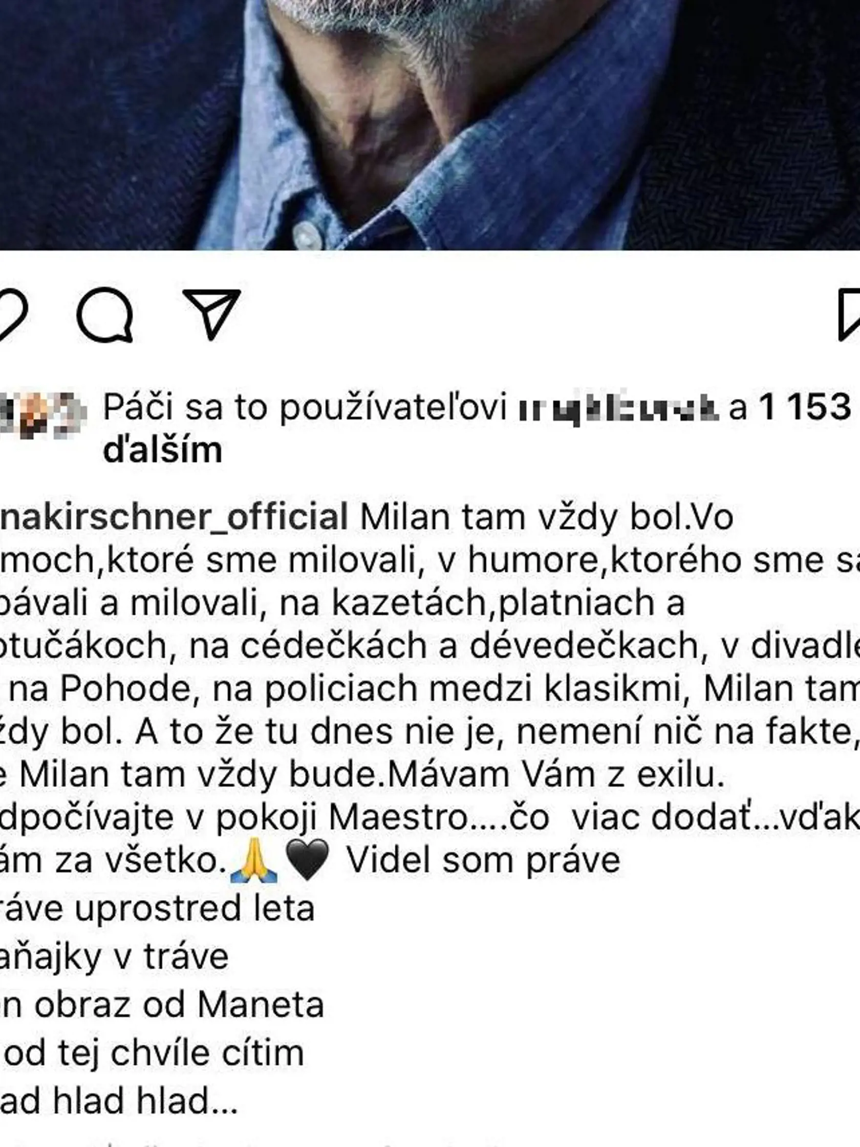 Jana Kirschner spomína na legendu Milana Lasicu.
