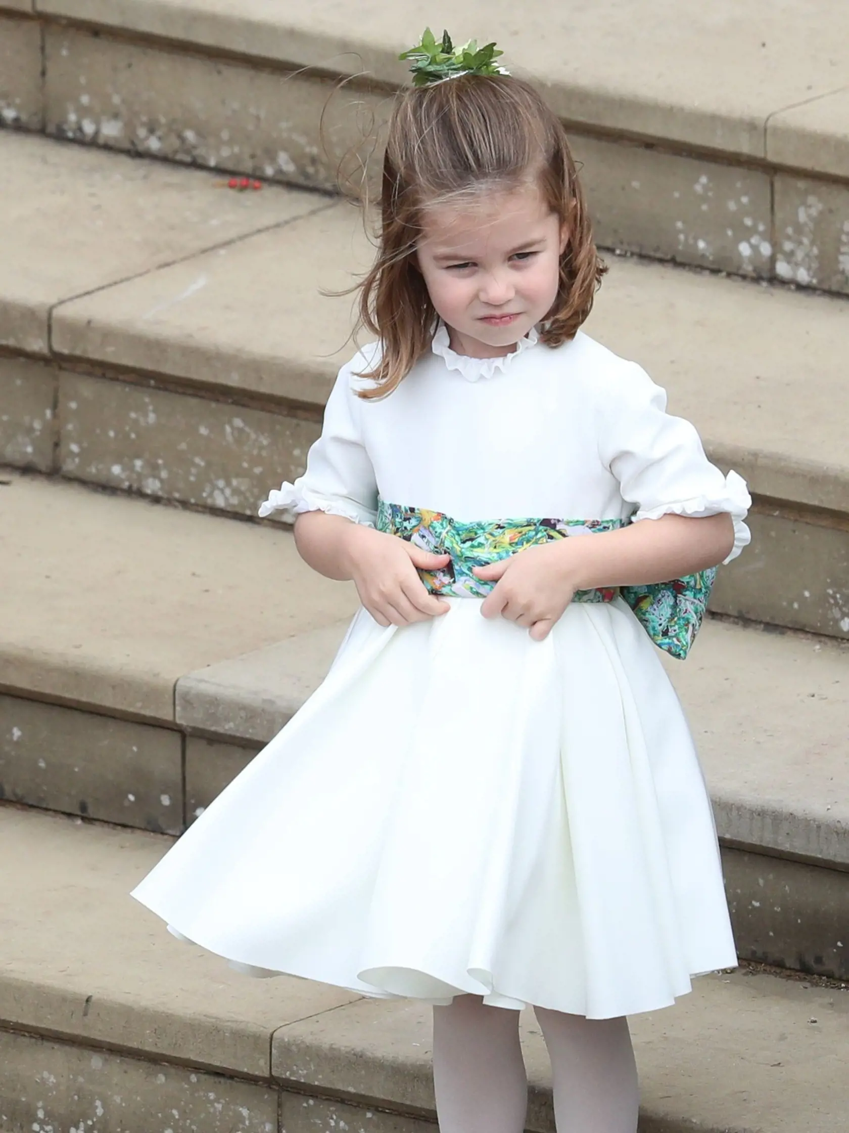 Princezná Charlotte a princ Geirge na svadbe princeznej Eugenie.
