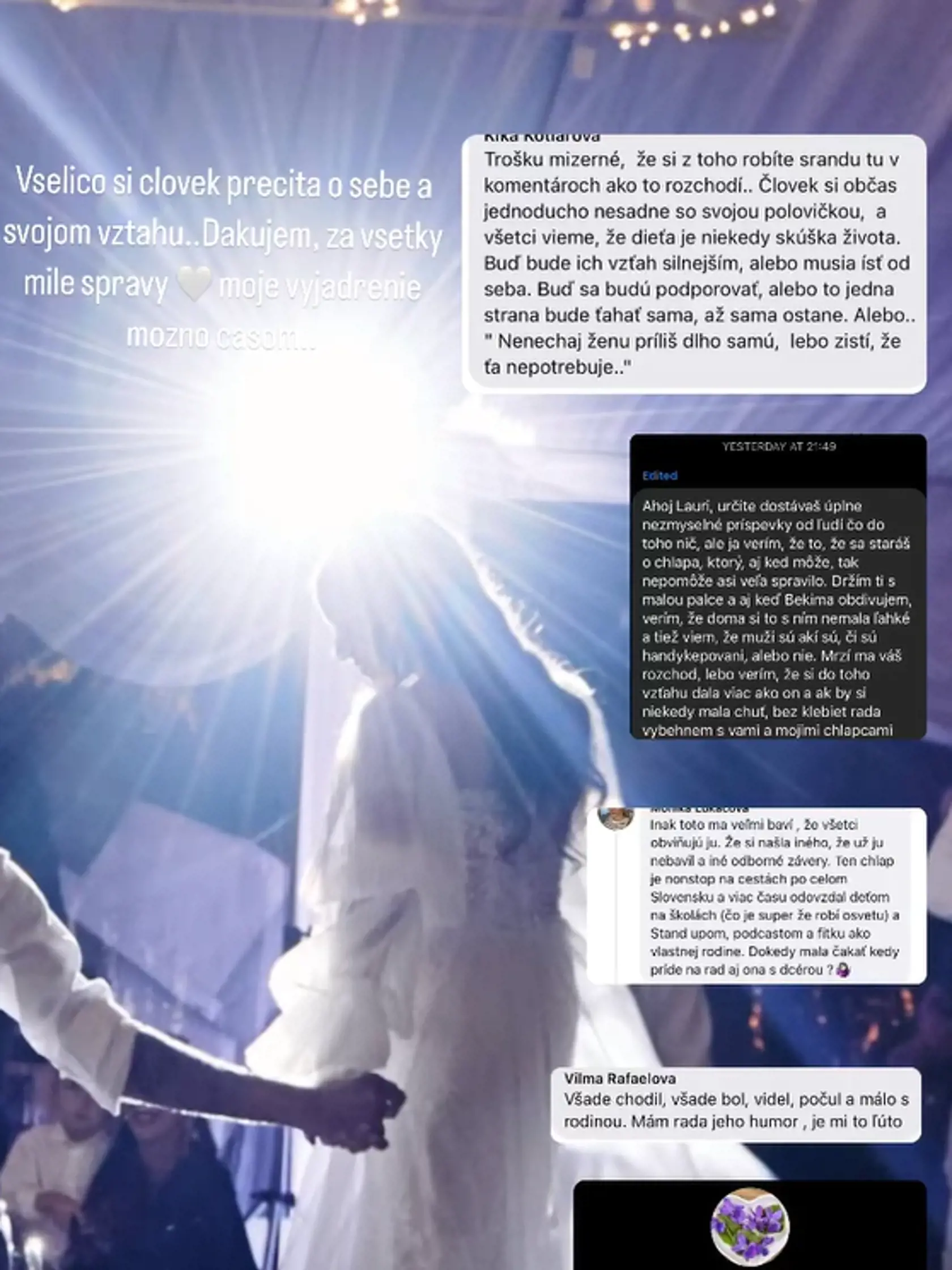 Laurina prvá reakcia na rozchod. Napísala ju k fotke, na ktorej sa s Bekim držia za ruku na ich svadbe.