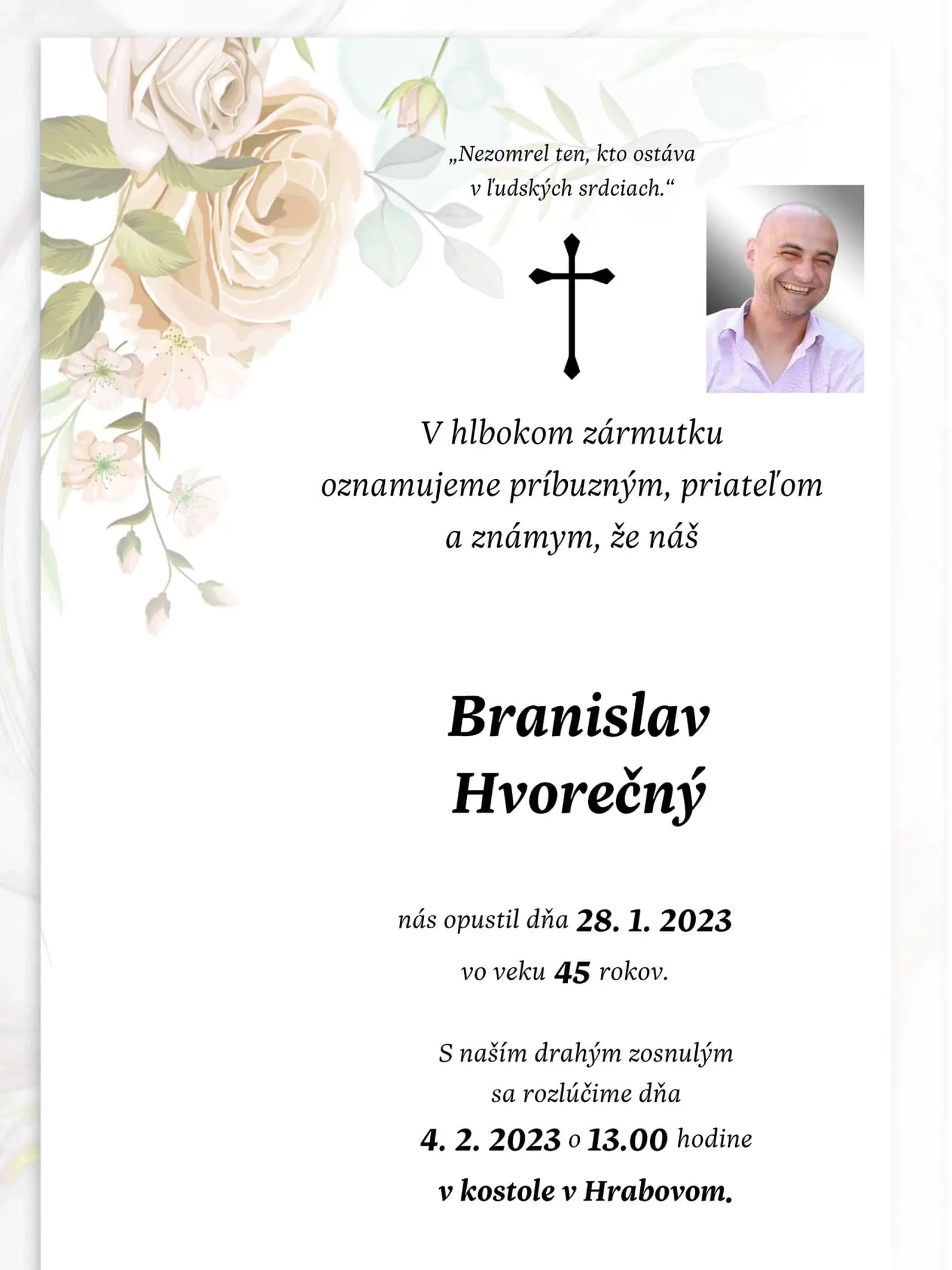 S Branislavom sa rozlúčili v sobotu.