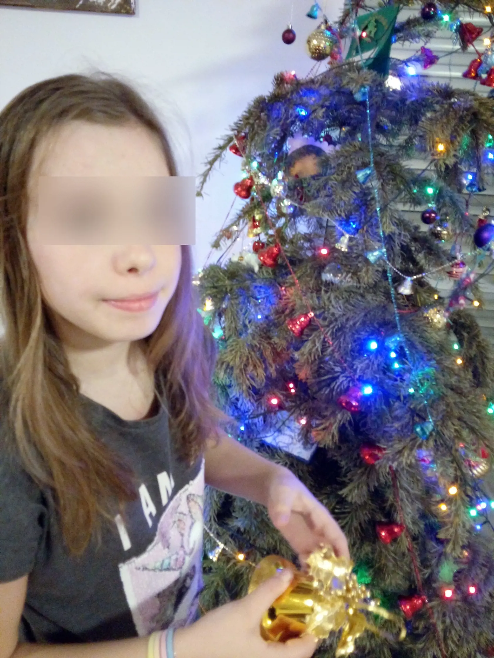 Deň pred odchodom pomáhala Alexia odzdobiť stromček.