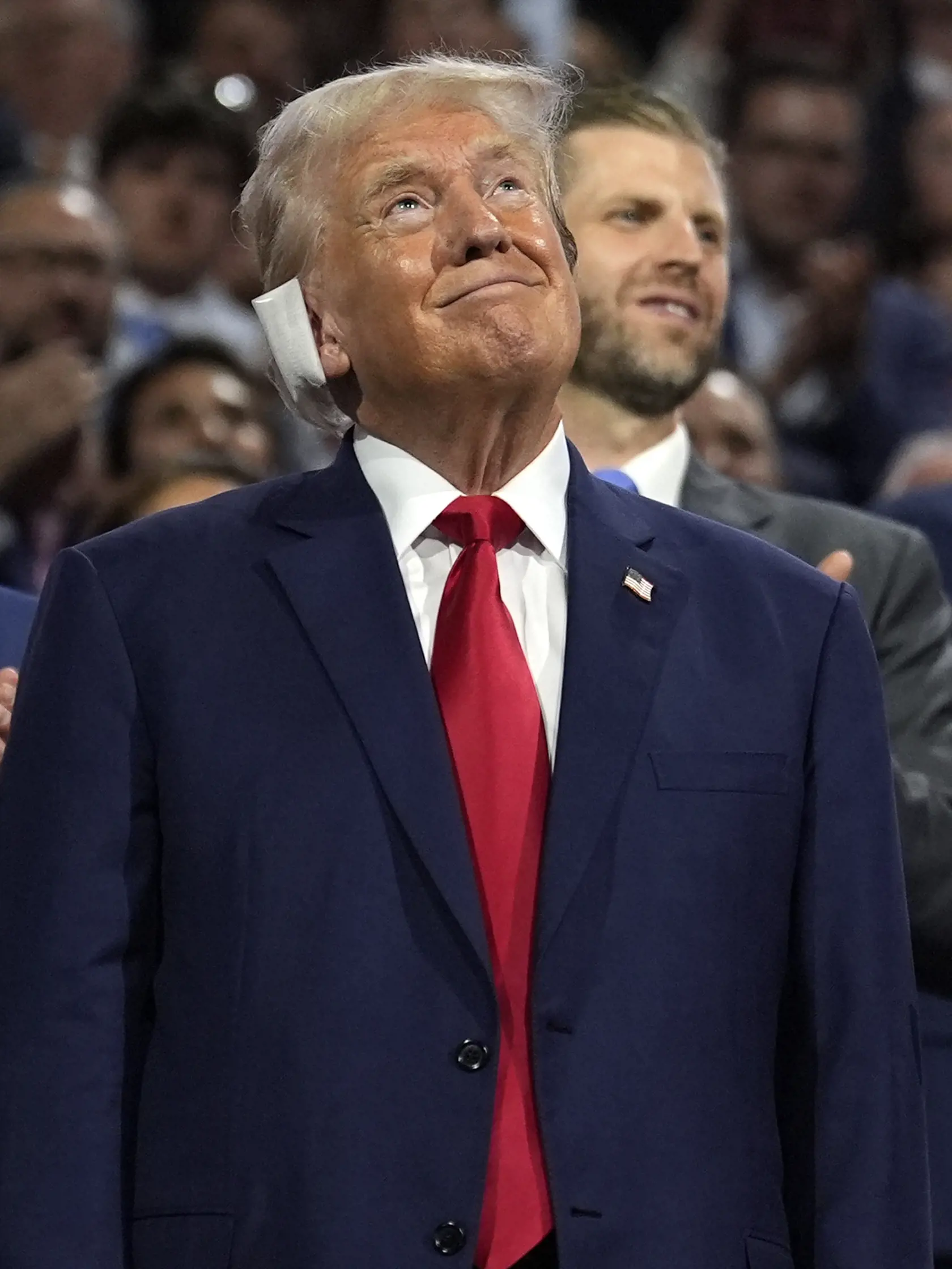Na snímke republikánsky prezidentský kandidát a bývalý prezident USA Donald Trump počas nominačného zjazdu Republikánskej strany v pondelok 15. júla 2024 v americkom Milwaukee. FOTO TASR/AP