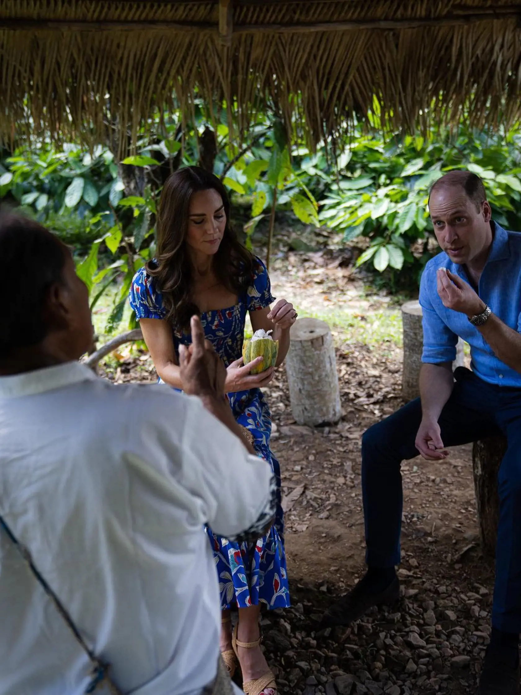 Kate a William s Juliom, majstrom vo výrobe čokolády, ktorý ich previedol po svojej kakaovej farme na juhu Belize.