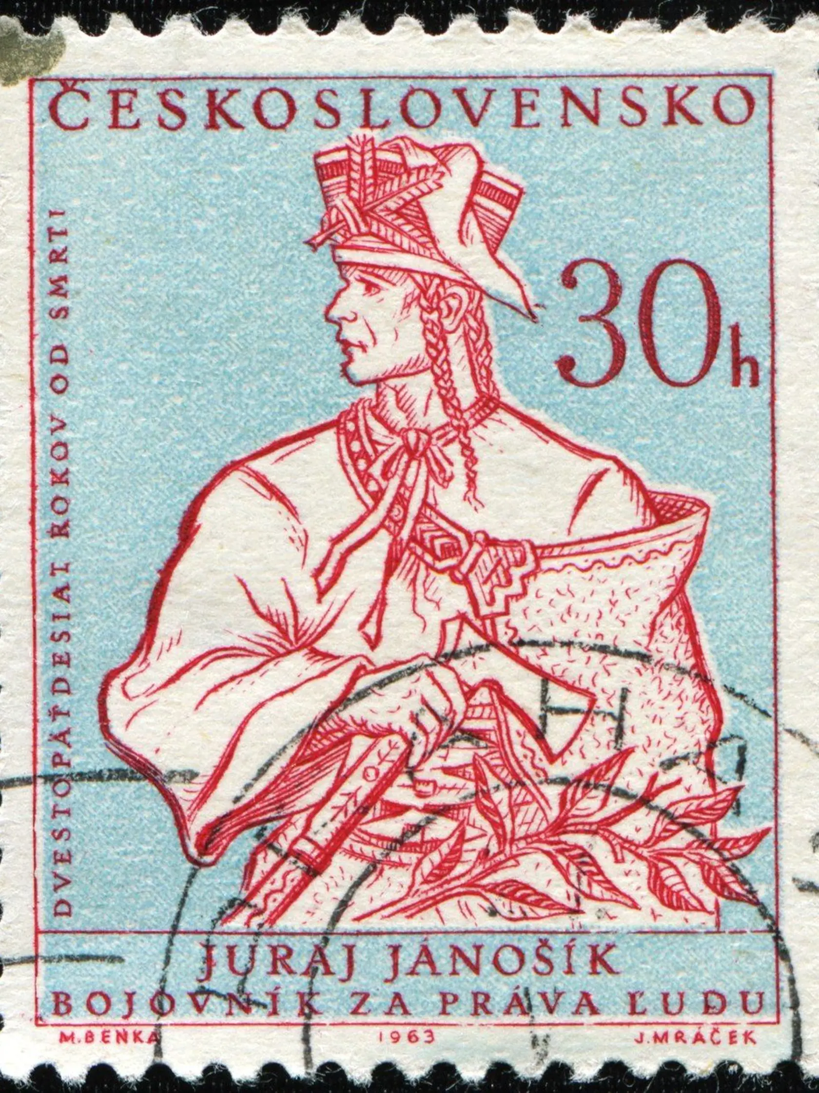 Juraj Jánošík na československej známke.