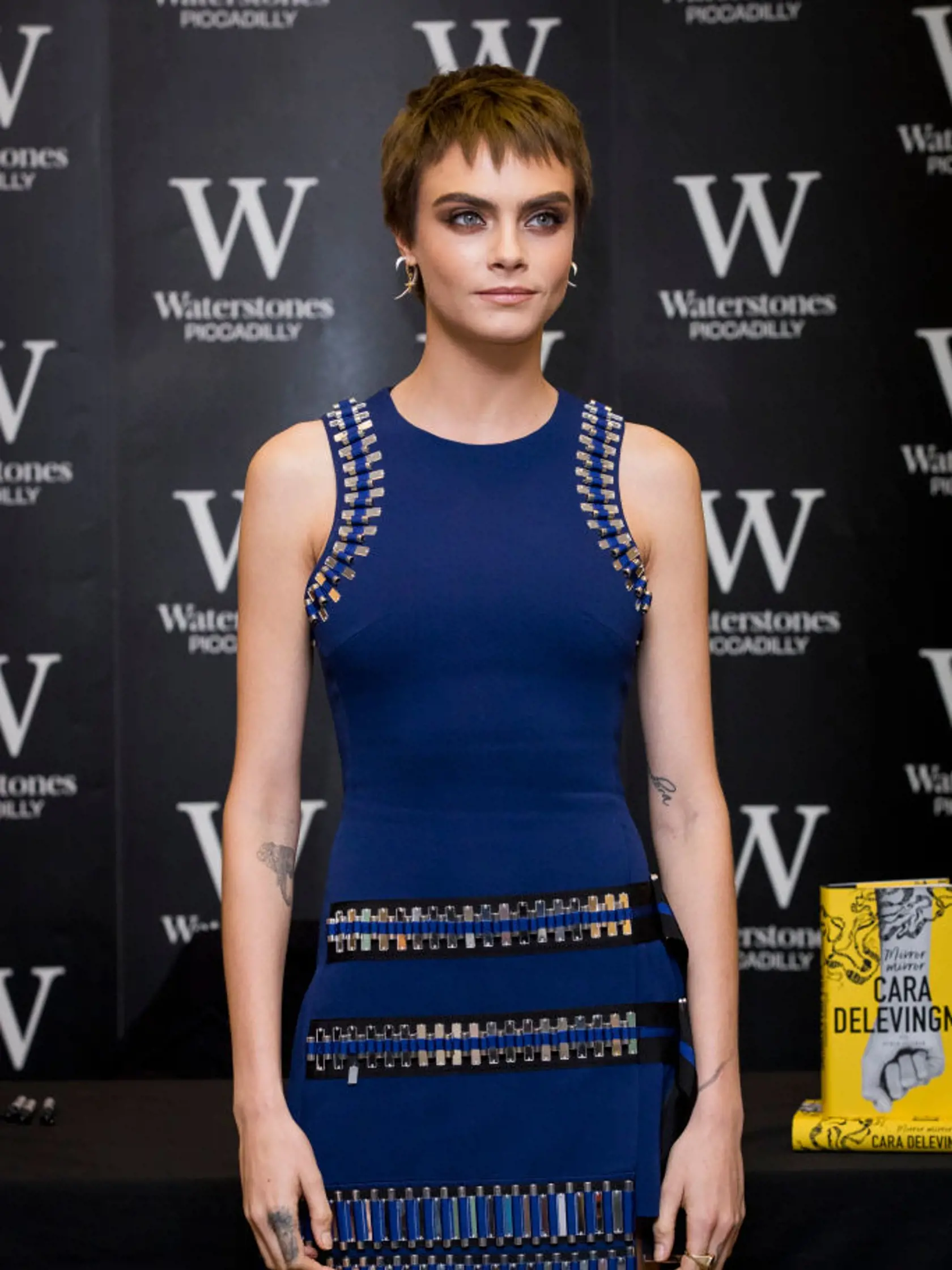 LONDON, ENGLAND - OCTOBER 04:  Cara Delevingne attends the signing of her debut Young Adult novel 'Mirror, Mirror' at Waterstones Piccadilly on October 4, 2017 in London, England.  (Photo by Tristan Fewings/Getty Images)