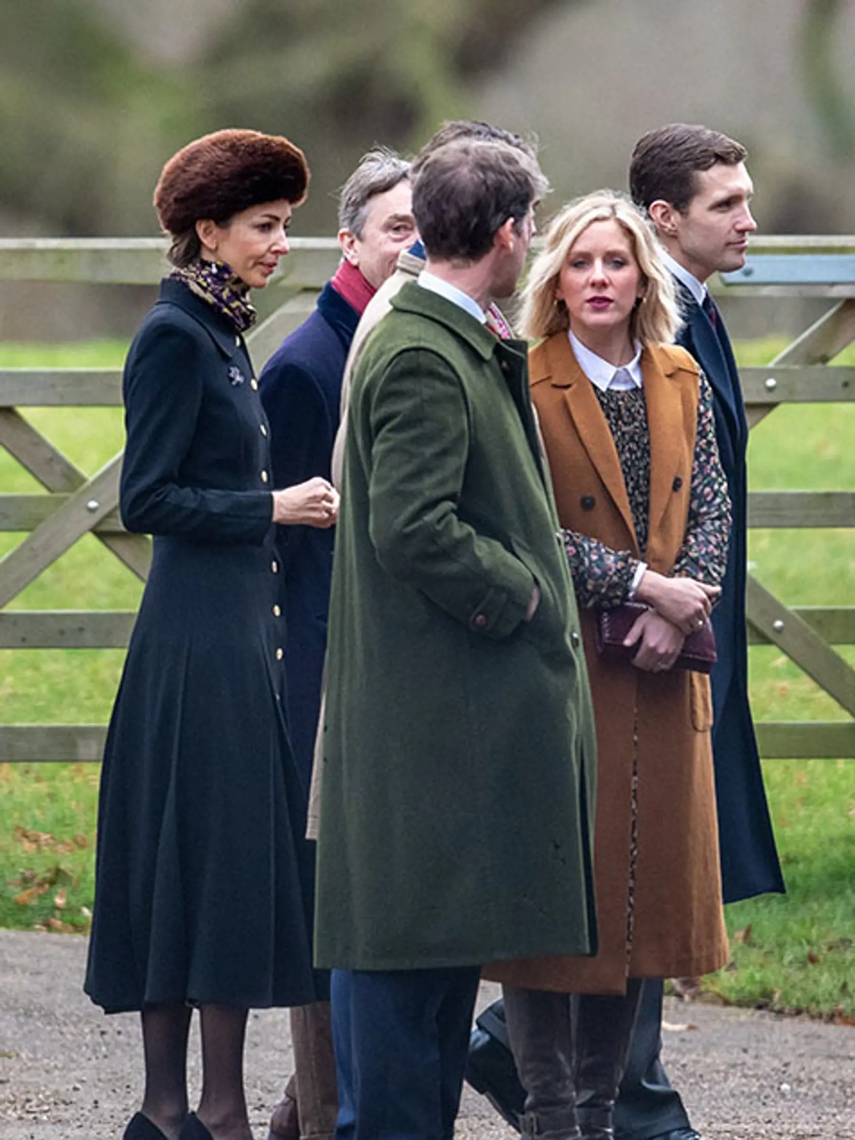 Rose Hanbury the Marchioness of Cholmondeley (left) arrives to attend a morning church service at St Mary Magdalene Church in Sandringham, Norfolk. (Photo by Joe Giddens/PA Images via Getty Images)
