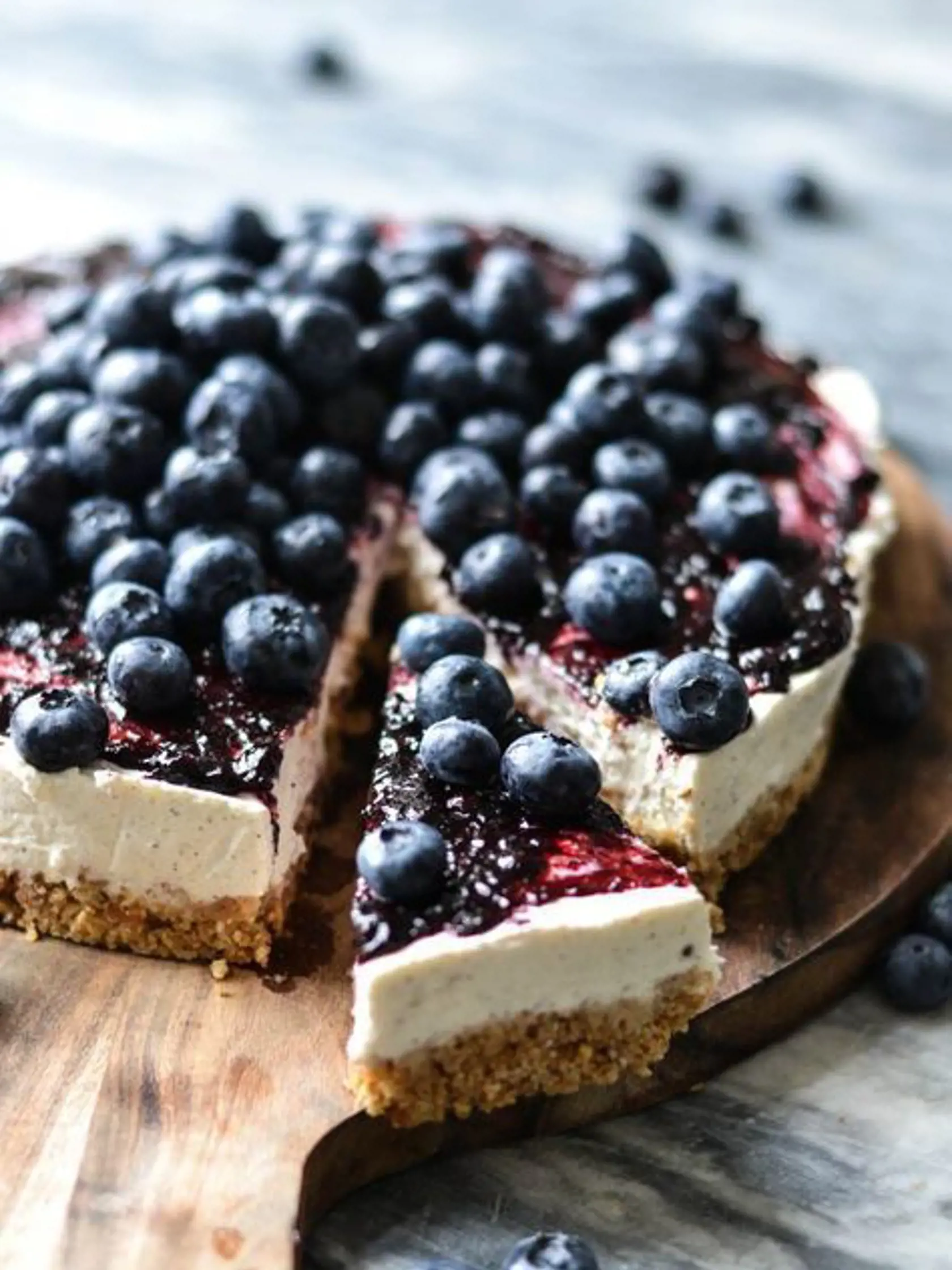 Nepečený čučoriedkový cheesecake