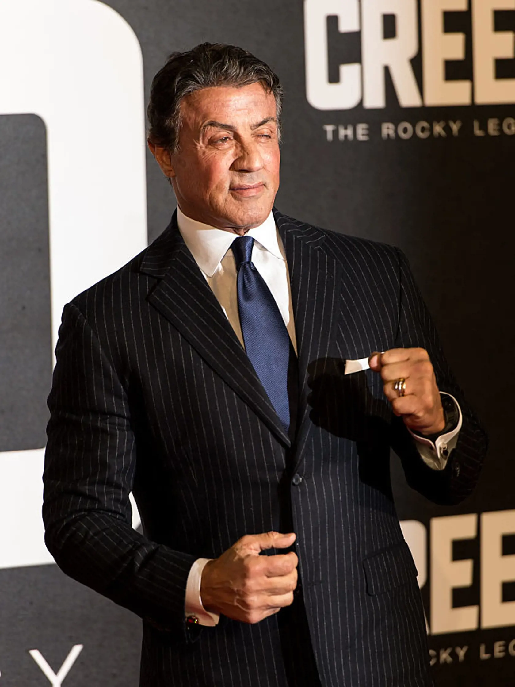 LONDON, ENGLAND - JANUARY 12:  Sylvester Stallone attends the European Premiere of "Creed" at the Empire cinema, Leicester Square on January 12, 2016 in London, England.  (Photo by Ian Gavan/Getty Images)