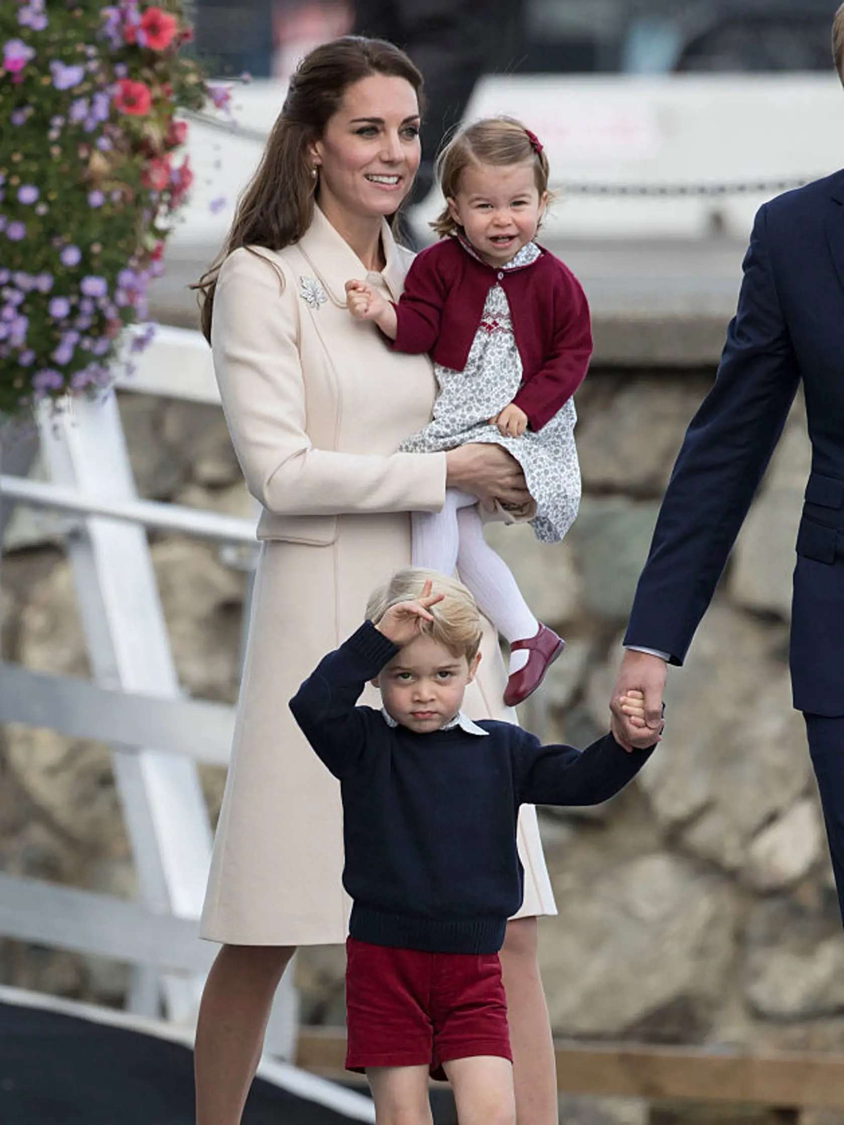 VICTORIA, BC - OCTOBER 01:  Prince William, Duke of Cambridge, Prince George of Cambridge, Catherine, Duchess of Cambridge and Princess Charlotte leave from Victoria Harbour to board a sea-plane on the final day of their Royal Tour of Canada on October 1, 2016 in Victoria, Canada. The Royal couple along with their Children Prince George of Cambridge and Princess Charlotte are visiting Canada as part of an eight day visit to the country taking in areas such as Bella Bella, Whitehorse and Kelowna 