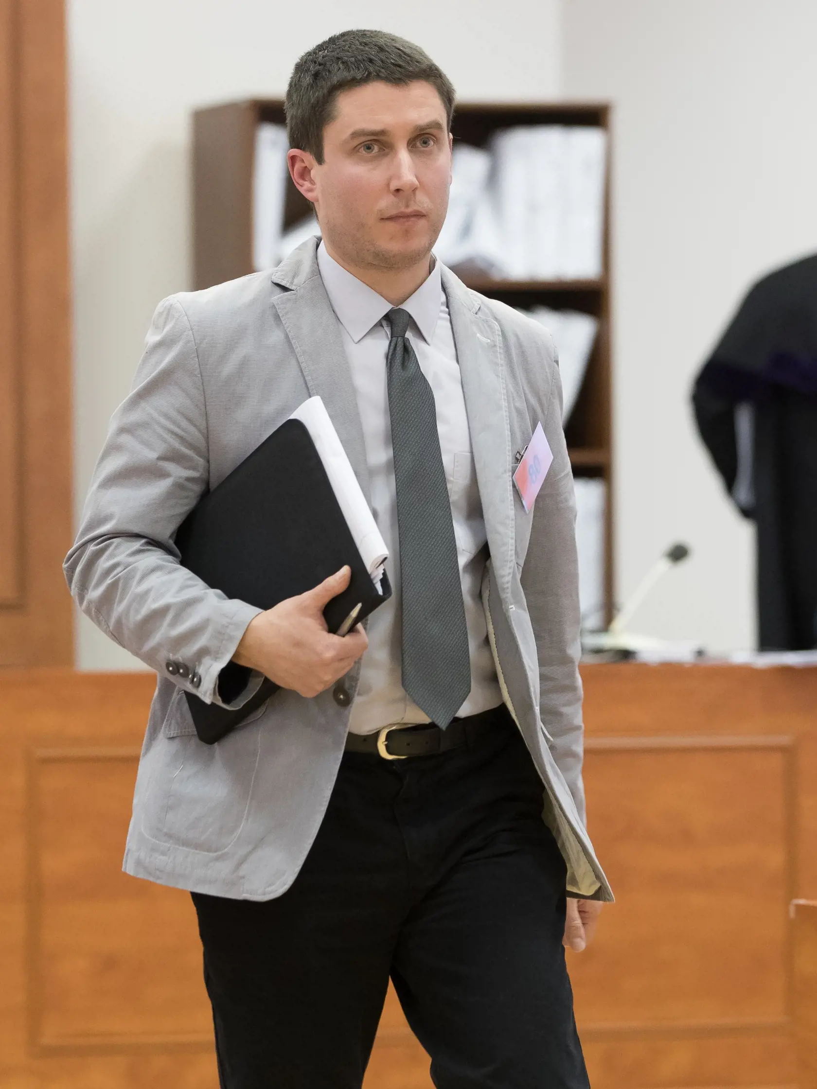 Siedme pojednávanie na Špecializovanom trestnom súde v Pezinku vo veci vraždy investigatívneho novinára Jána Kuciaka a jeho snúbenice Martiny Kušnírovej. Na snímke je odborný znalec Miroslav Šimonič.