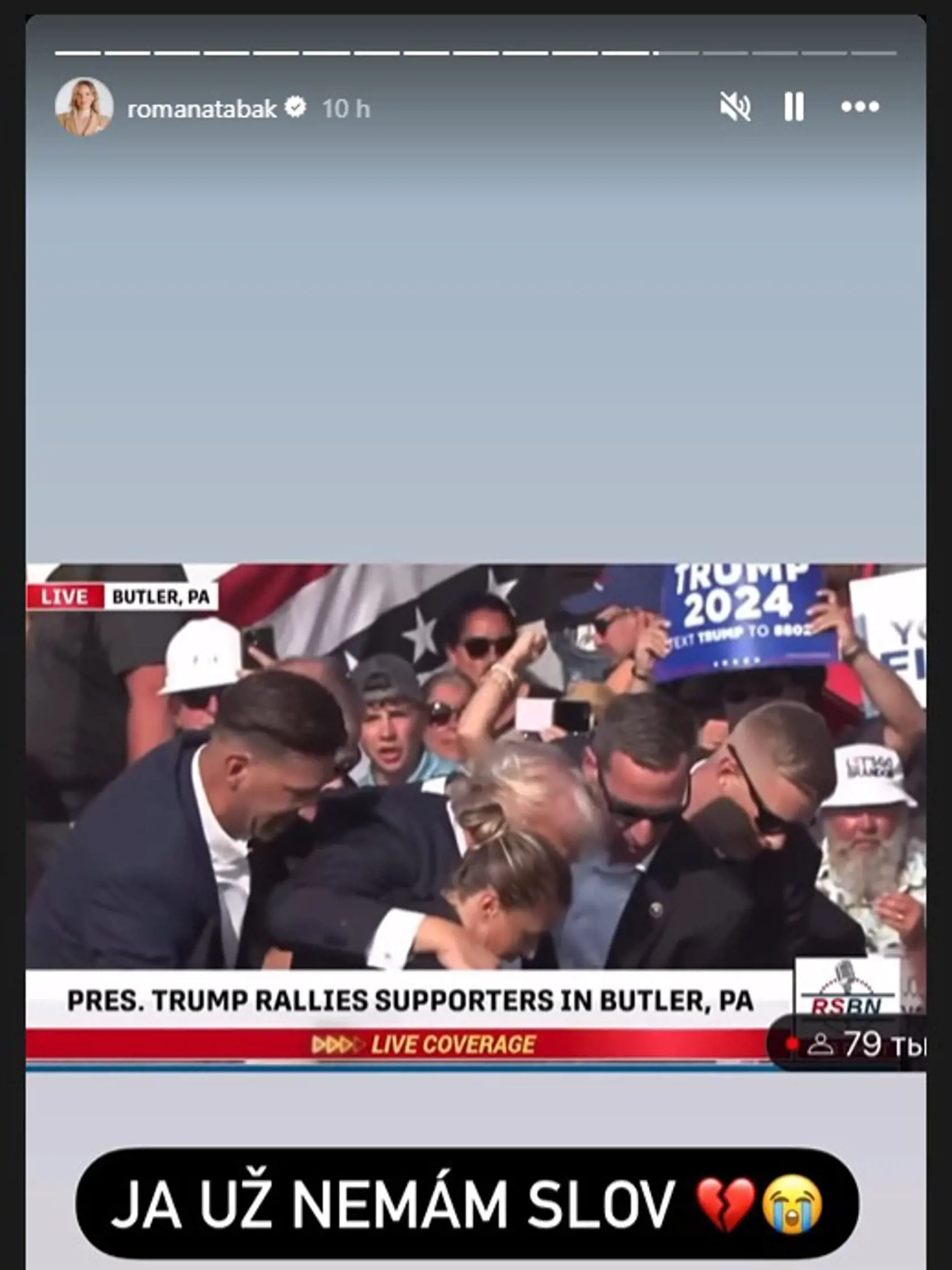 Exposlankyňa parlamentu Romana Tabák slovami neplytvala. V reakcii na pokus o zavraždenie Donalda Trumpa, kandidáta na amerického prezidenta si pomohla zábermi, ktoré zachytávajú okamihy hrôzy na Trumpovom predvolebnom mítingu v Pensylvánii.