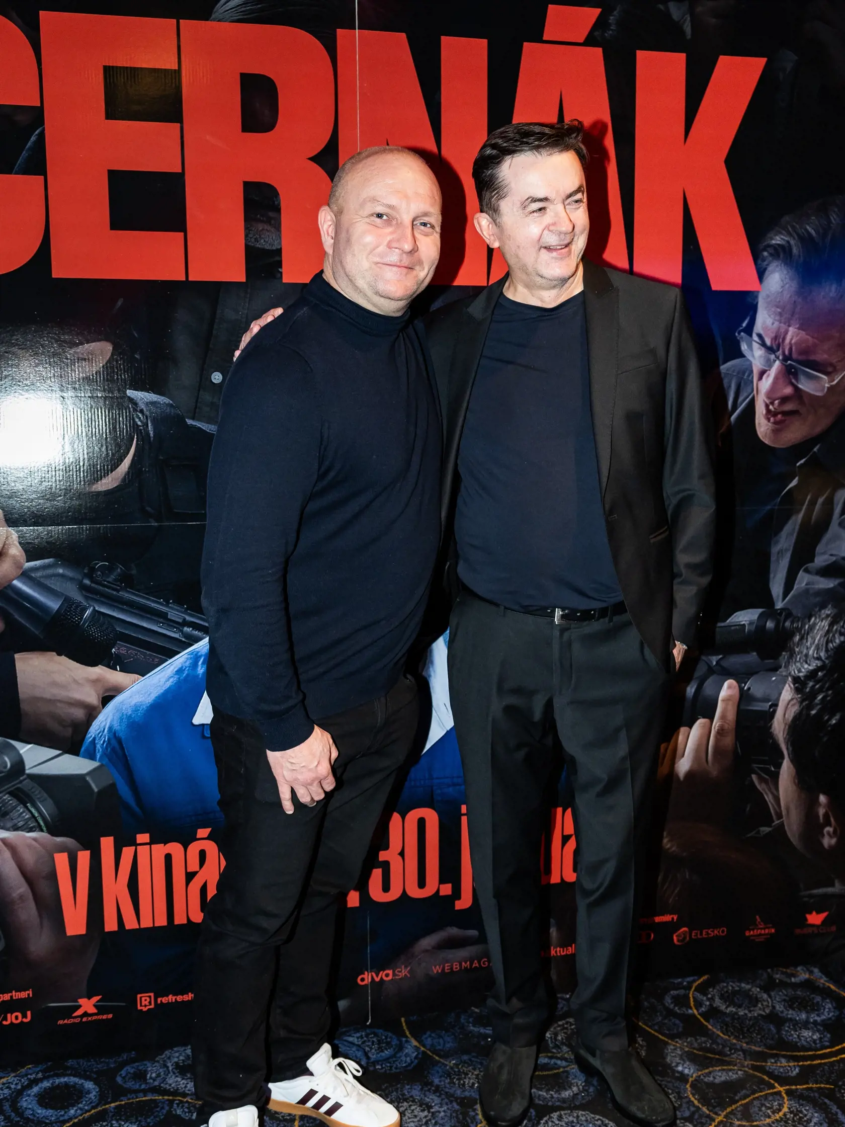 Premiéra druhého dielu filmu “ČERNÁK” v Bratislave. Na snímke Gregor Hološka a Juraj Predmerský. 