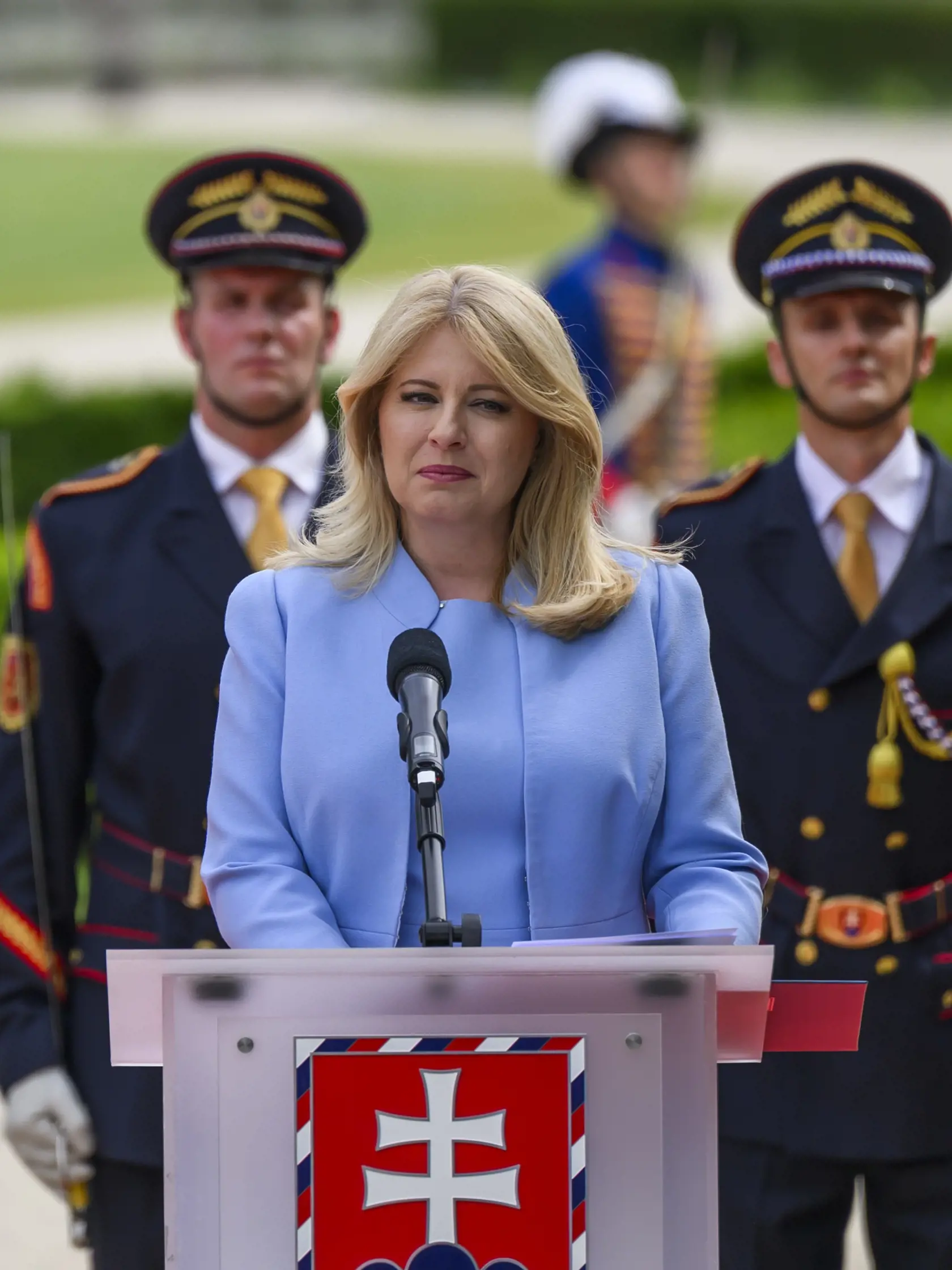 Na snímke prezidentka SR Zuzana Čaputová počas rozlúčkového príhovoru v Prezidentskej záhrade v Bratislave 14. júna 2024. FOTO TASR - Jaroslav Novák