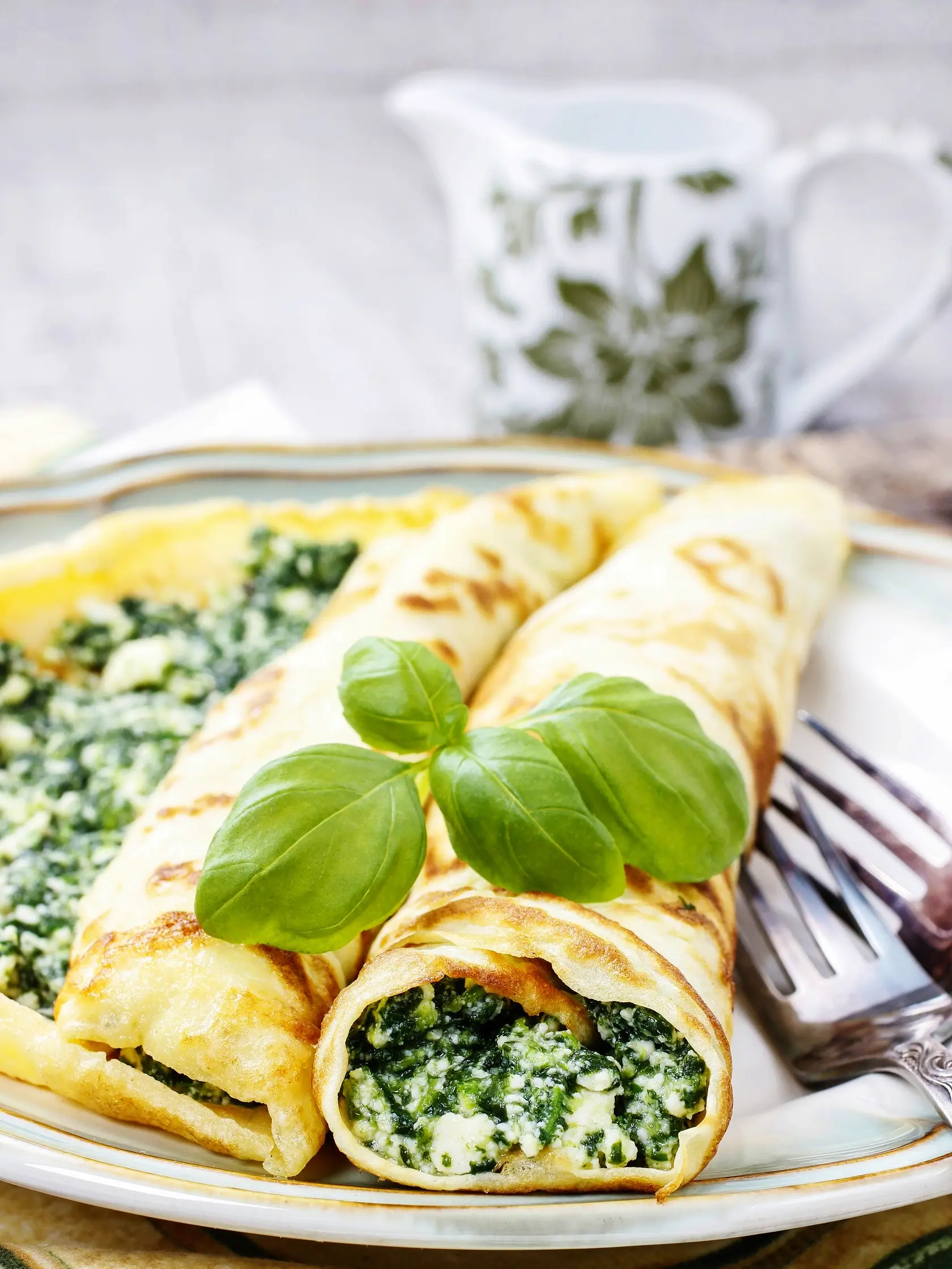 Palacinky so špenátom a fetou