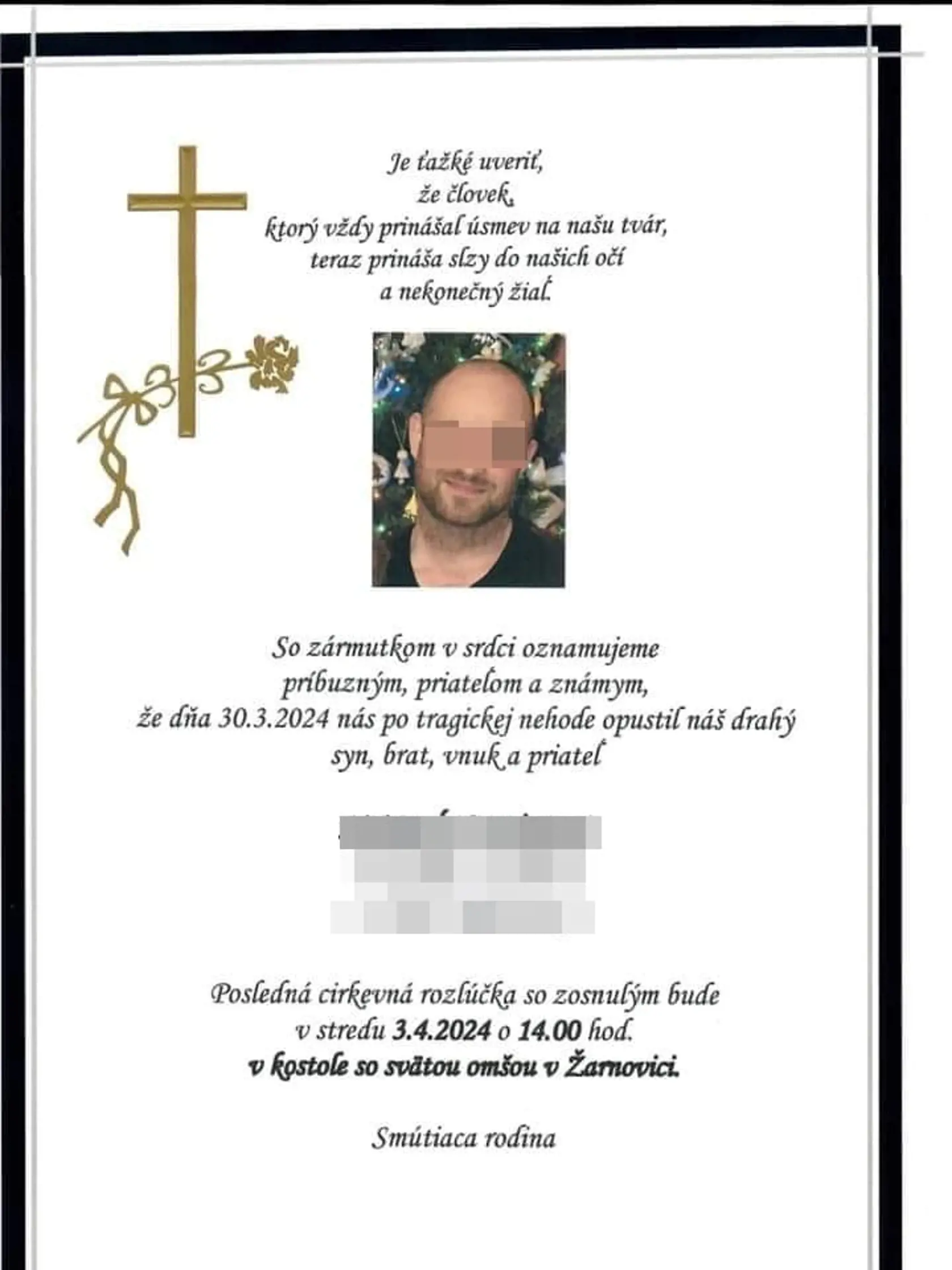 Marián zomrel pri tragickej nehode.