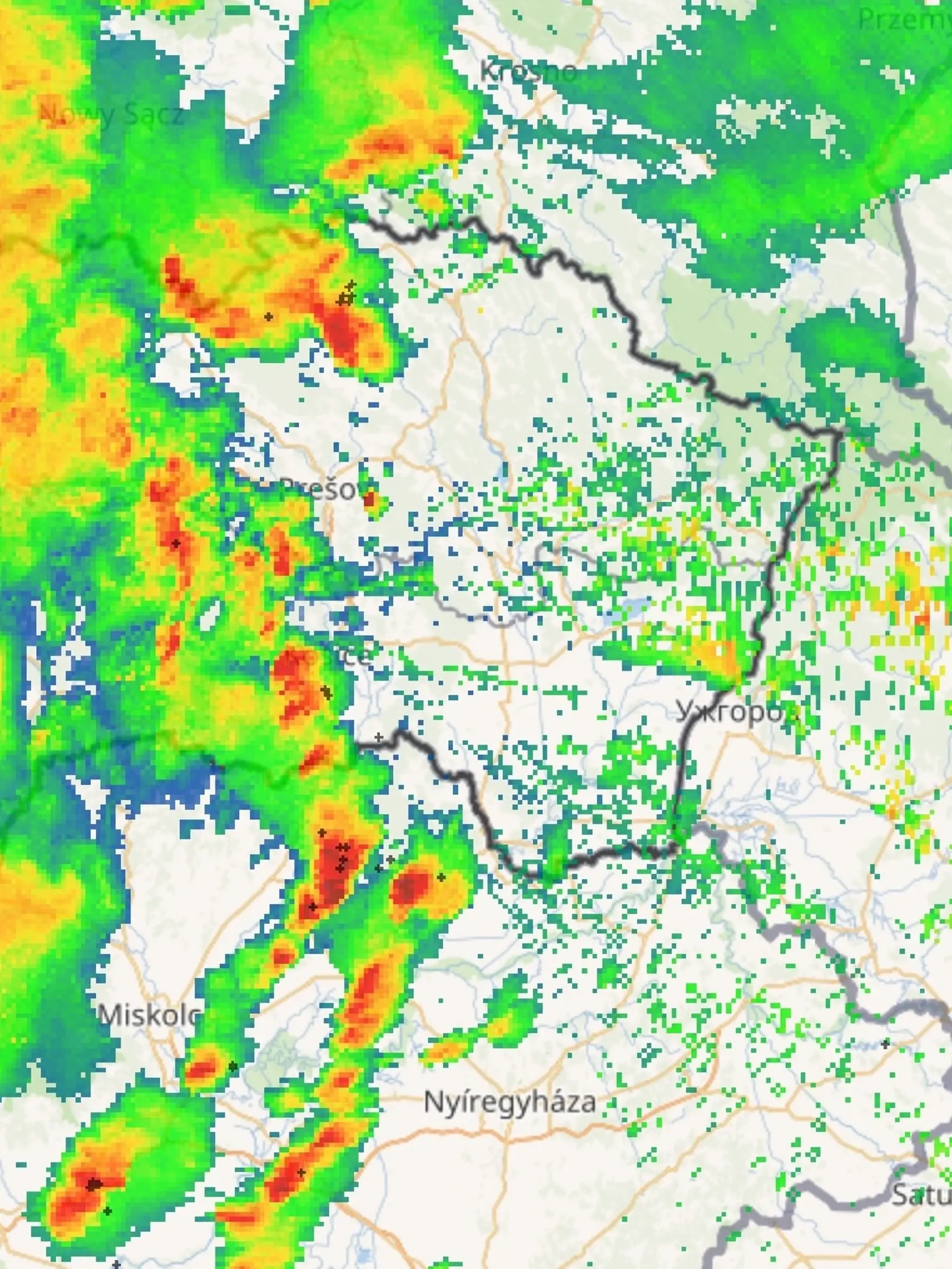 Aktuálna situácia na meteorologickej mape.