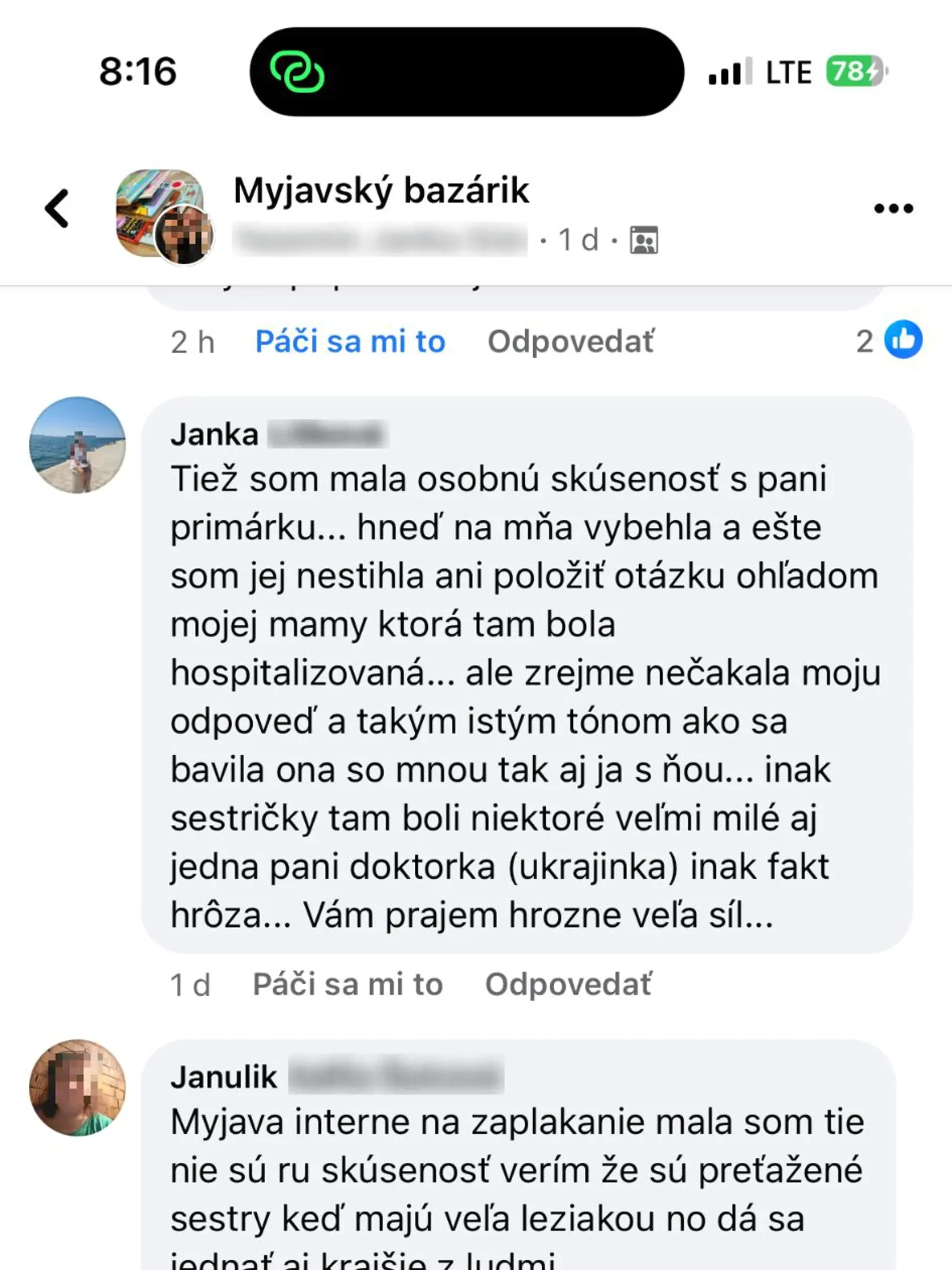 Po zverejnení statusu na sociálnej sieti sa Janke začali ozývať desiatky ďalších ľudí, ktorí majú s touto konkrétnou primárkou interného oddelenia v myjavskej nemocnici, podobnú skúsenosť ako ona.