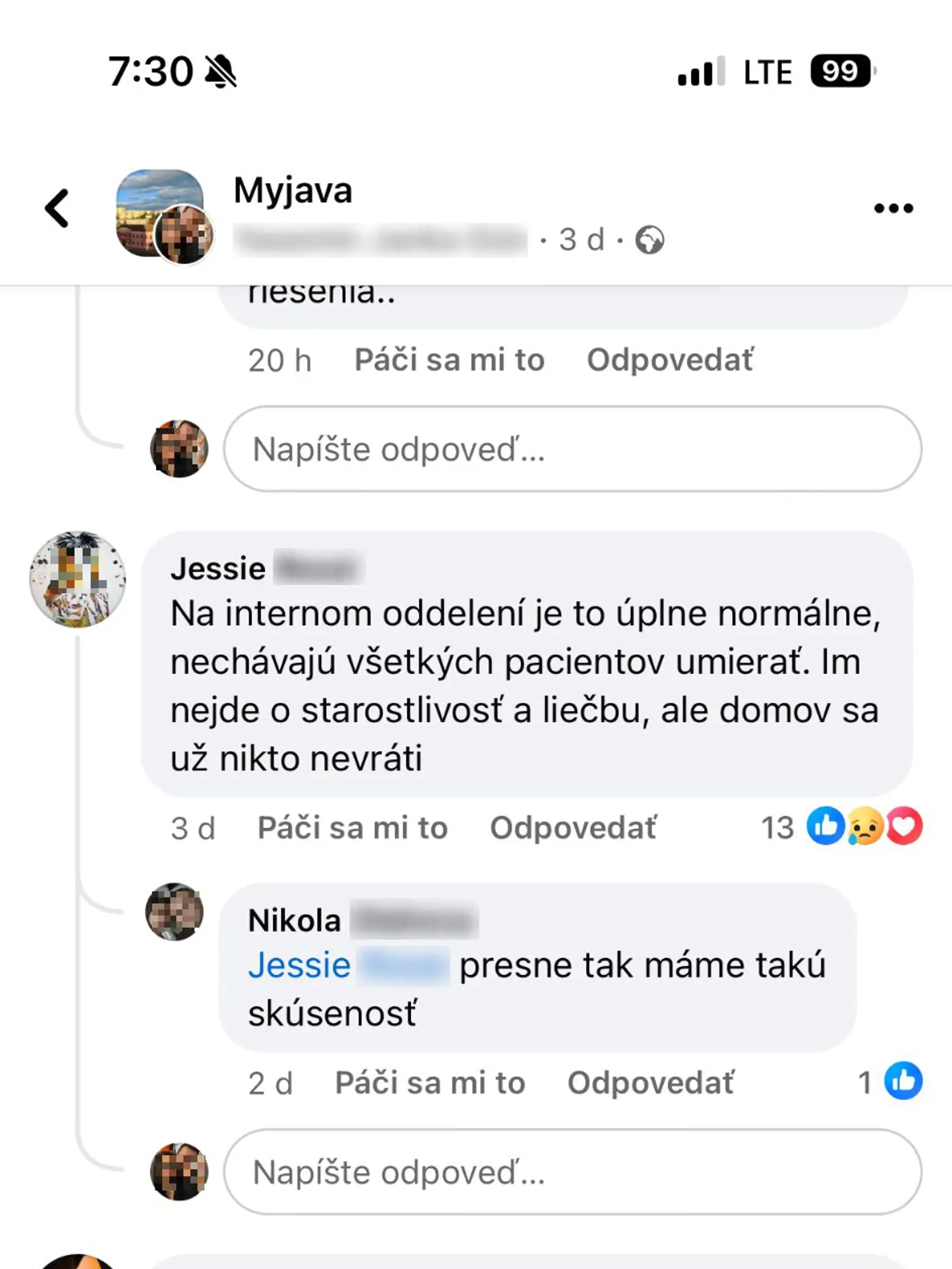 Po zverejnení statusu na sociálnej sieti sa Janke začali ozývať desiatky ďalších ľudí, ktorí majú s touto konkrétnou primárkou interného oddelenia v myjavskej nemocnici, podobnú skúsenosť ako ona.