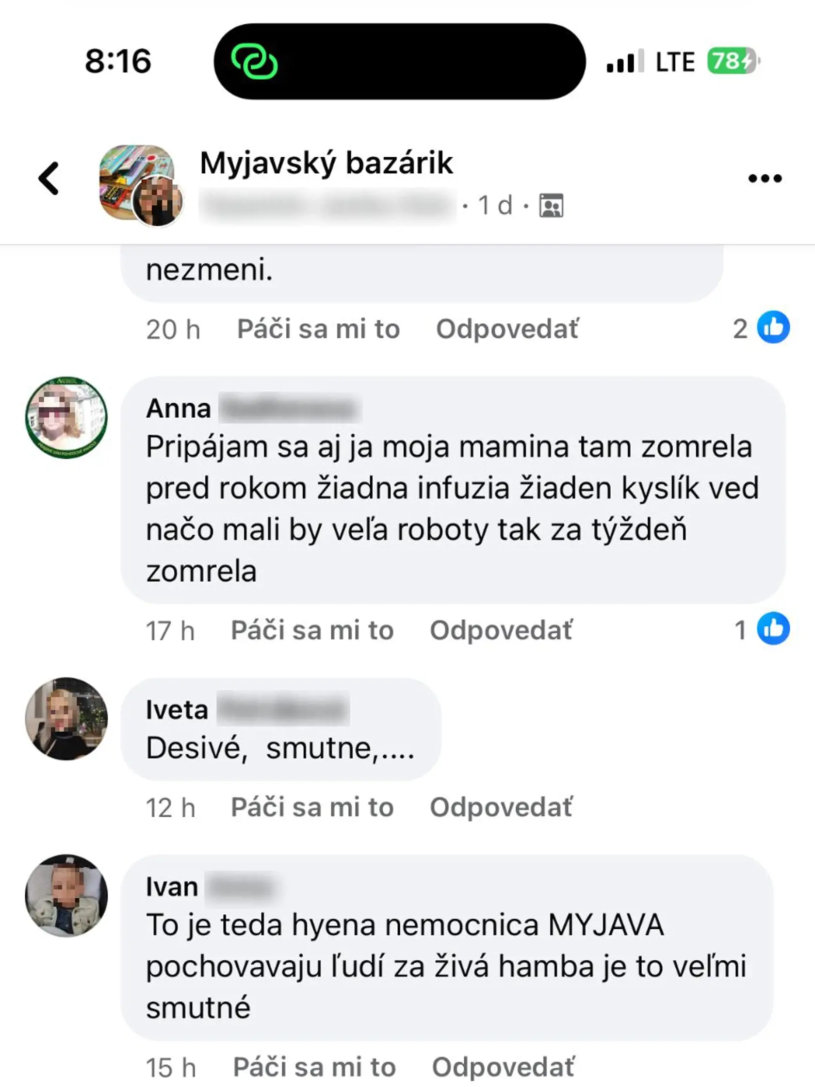 Po zverejnení statusu na sociálnej sieti sa Janke začali ozývať desiatky ďalších ľudí, ktorí majú s touto konkrétnou primárkou interného oddelenia v myjavskej nemocnici, podobnú skúsenosť ako ona.