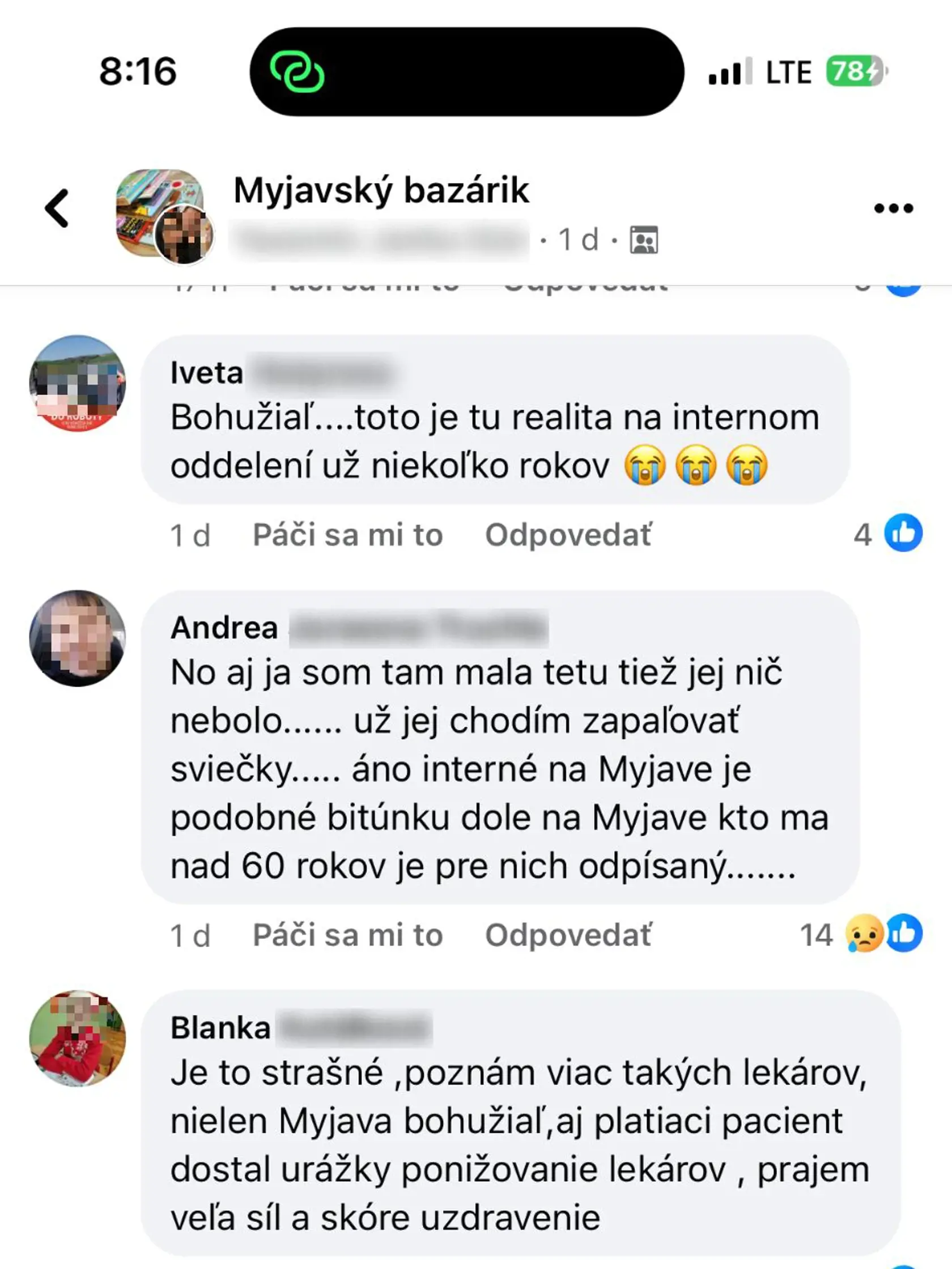 Po zverejnení statusu na sociálnej sieti sa Janke začali ozývať desiatky ďalších ľudí, ktorí majú s touto konkrétnou primárkou interného oddelenia v myjavskej nemocnici, podobnú skúsenosť ako ona.