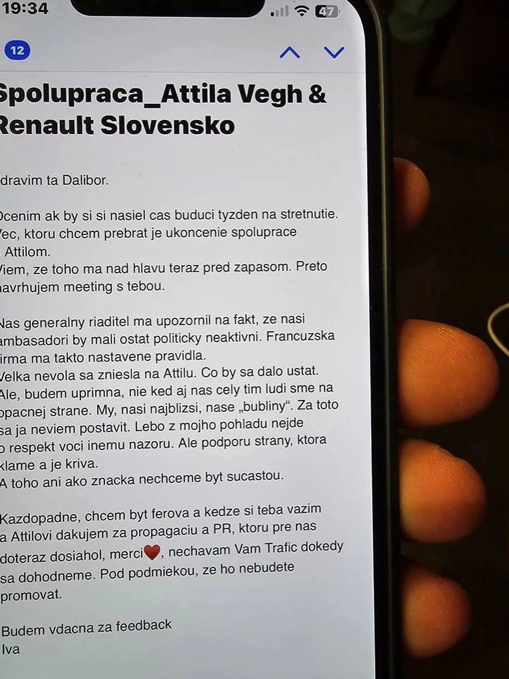 Takýto mail obdržal Atilla.
