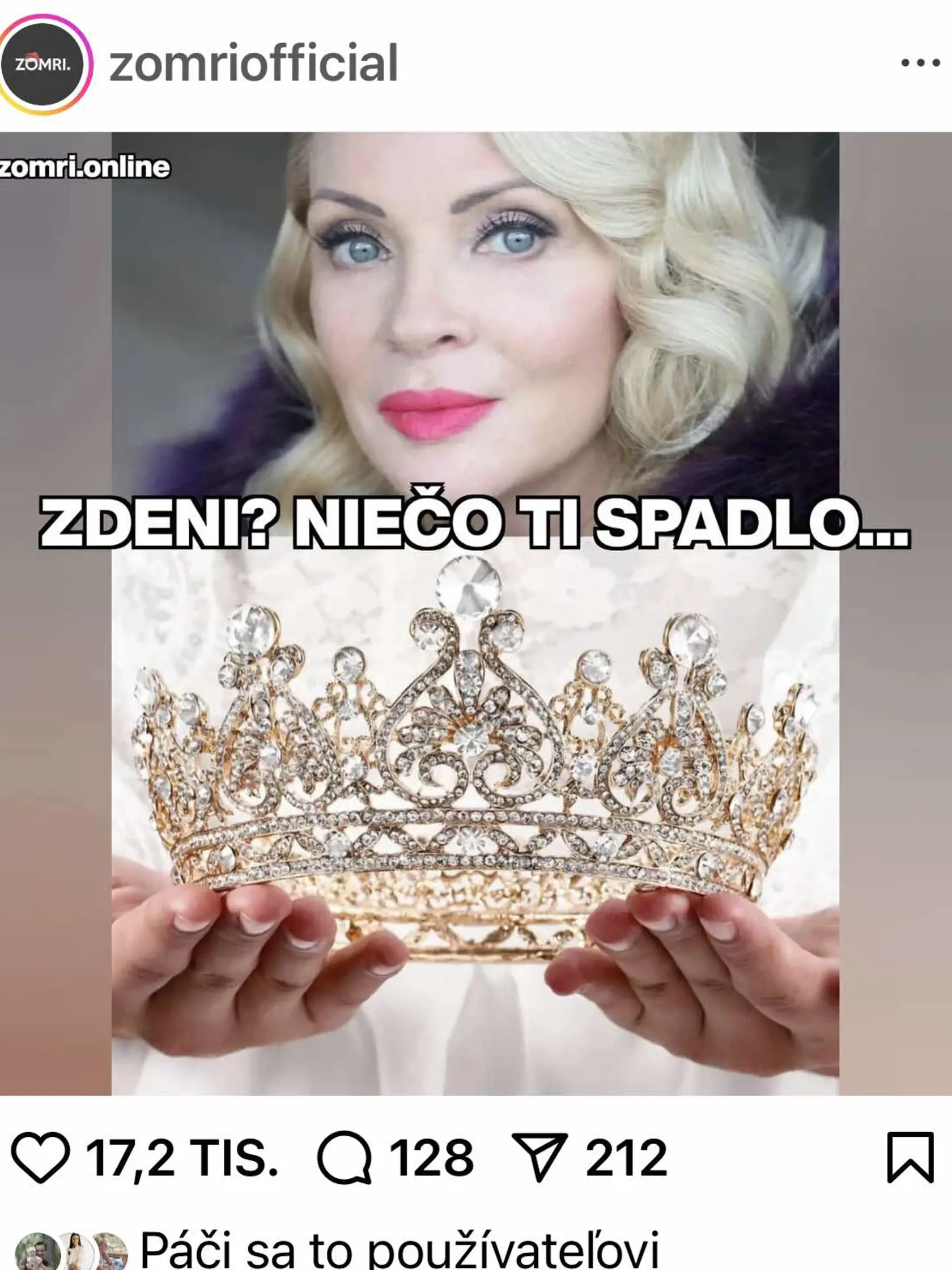 Satirická stránka Zomri velebí Zdenu Studenkovú za to, že odmietla štátne vyznamenanie.