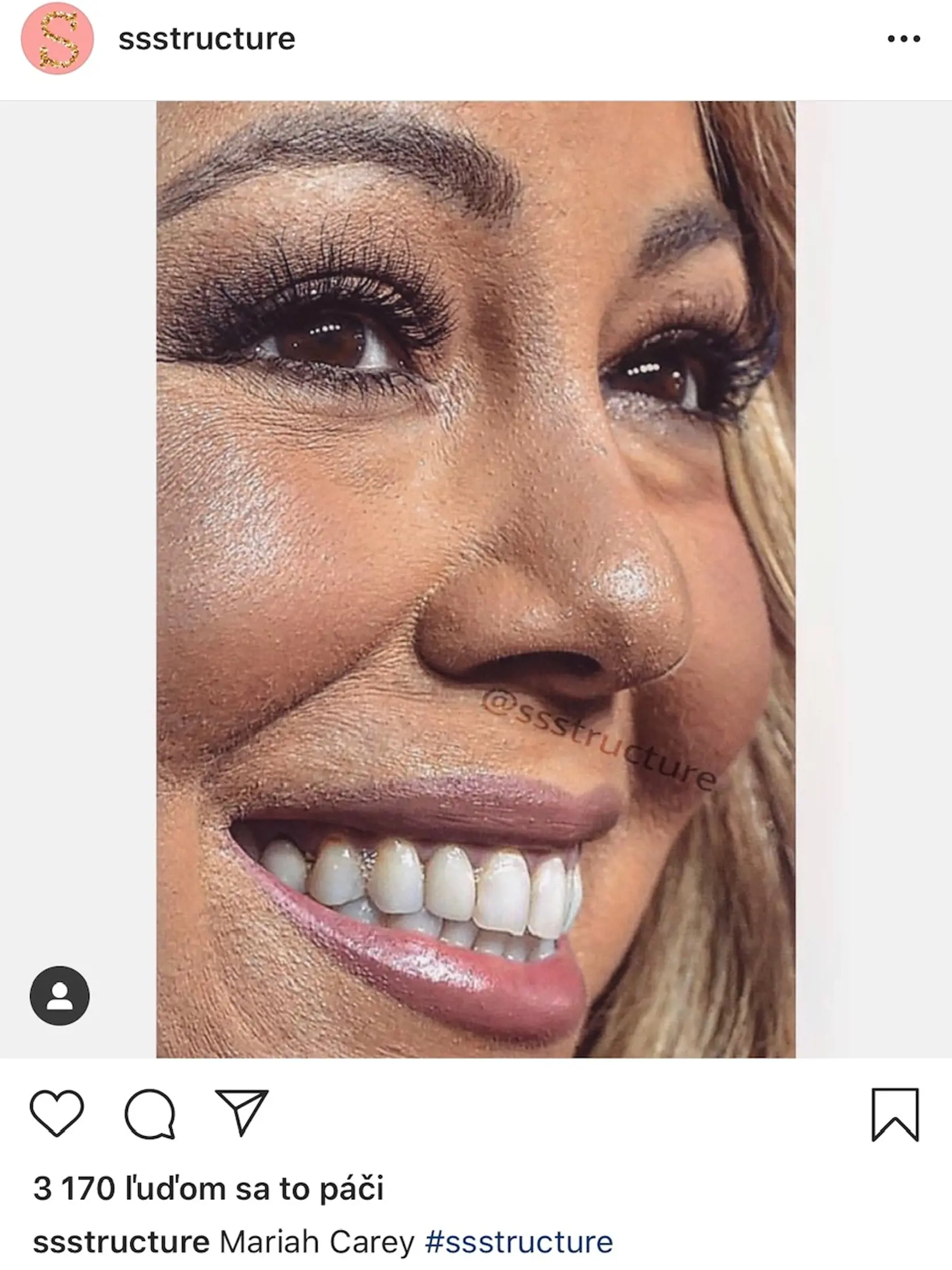 Mariah Carey a detail na jej pleť.