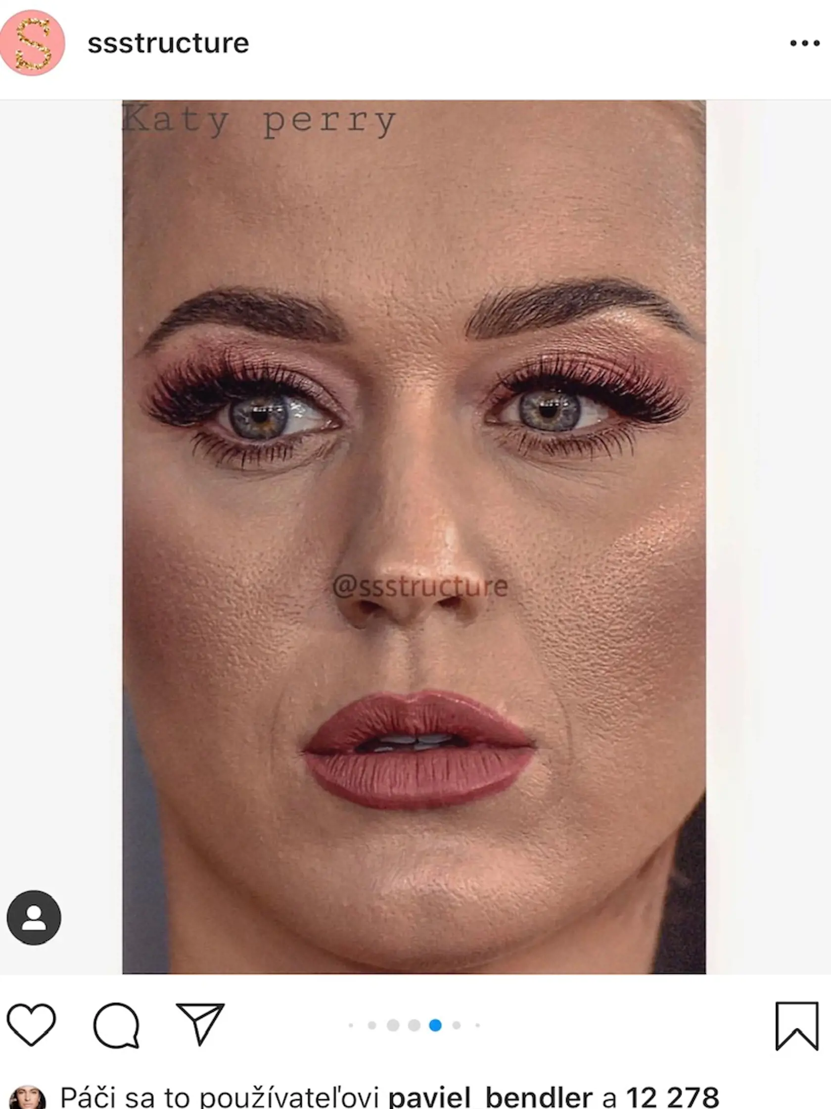 Katy Perry a detail na jej tvár.